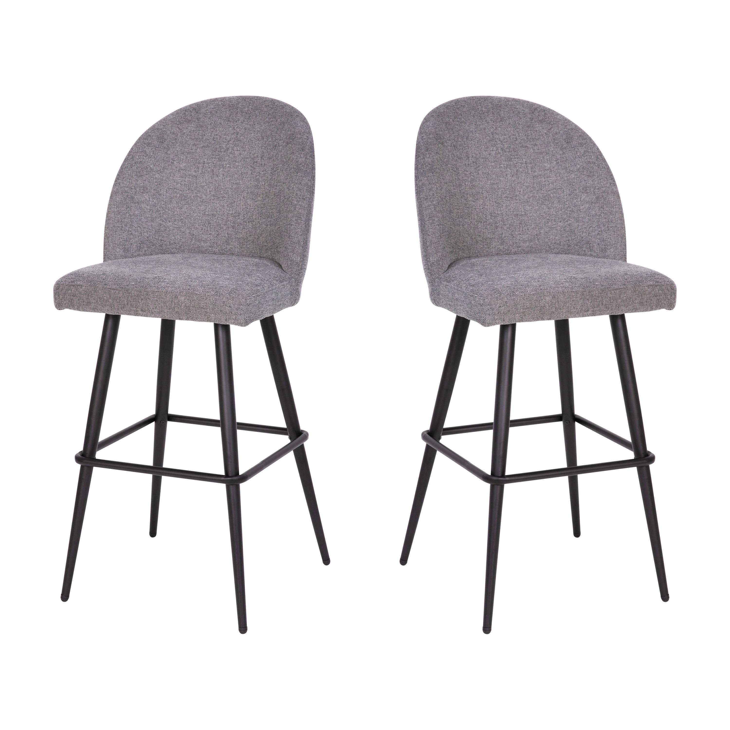 Taylor & Logan 2pk Alita Barstools Gray: Upholstered Faux Leather, Metal Frame, 300 lbs Capacity