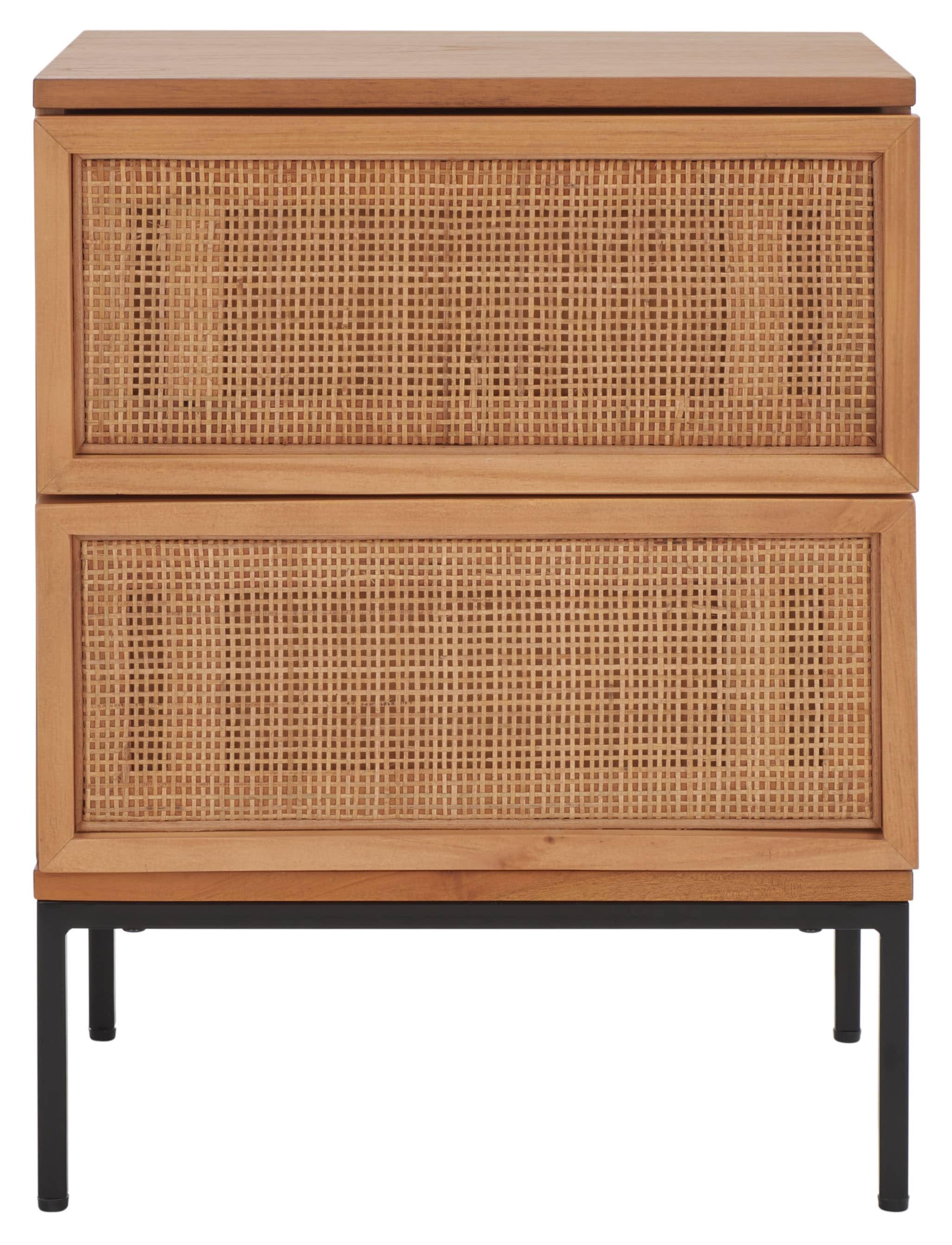 Zadie 2 Drawer Rattan Nightstand - NST5007 - Natural/Black - Safavieh