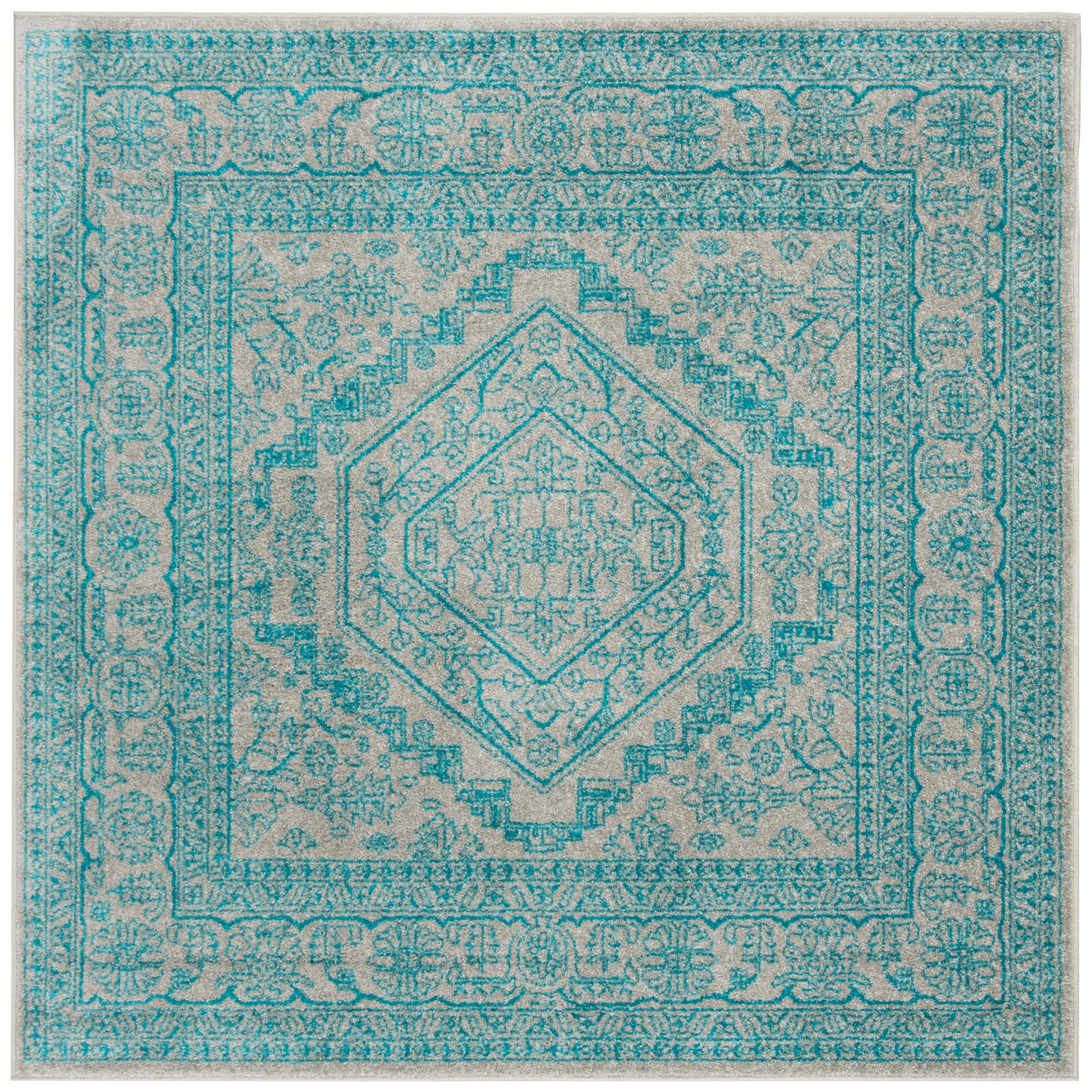 Adirondack ADR108 Power Loomed Area Rug - Light Grey/Teal - 6'x6' - Safavieh.