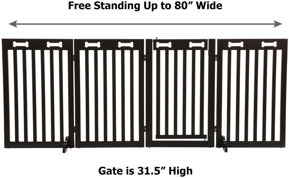 Arf Pets 31.5" Tall Freestanding Folding Dog Gate with Door - Dark Brown