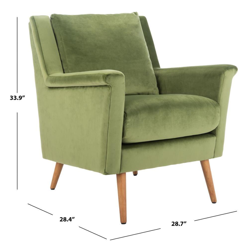 SAFAVIEH Astrid Mid-Century Modern Arm Chair, Olive Velvet