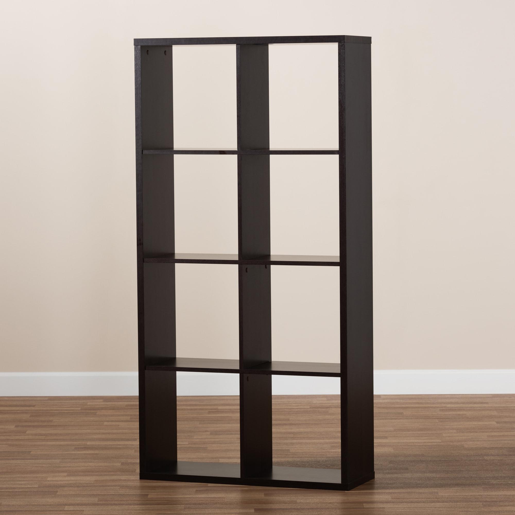 Janne 8 Cube Multipurpose Storage Shelf Dark Brown - Baxton Studio: Mid-Century Modern Cubby Organizer, Particle Board Frame