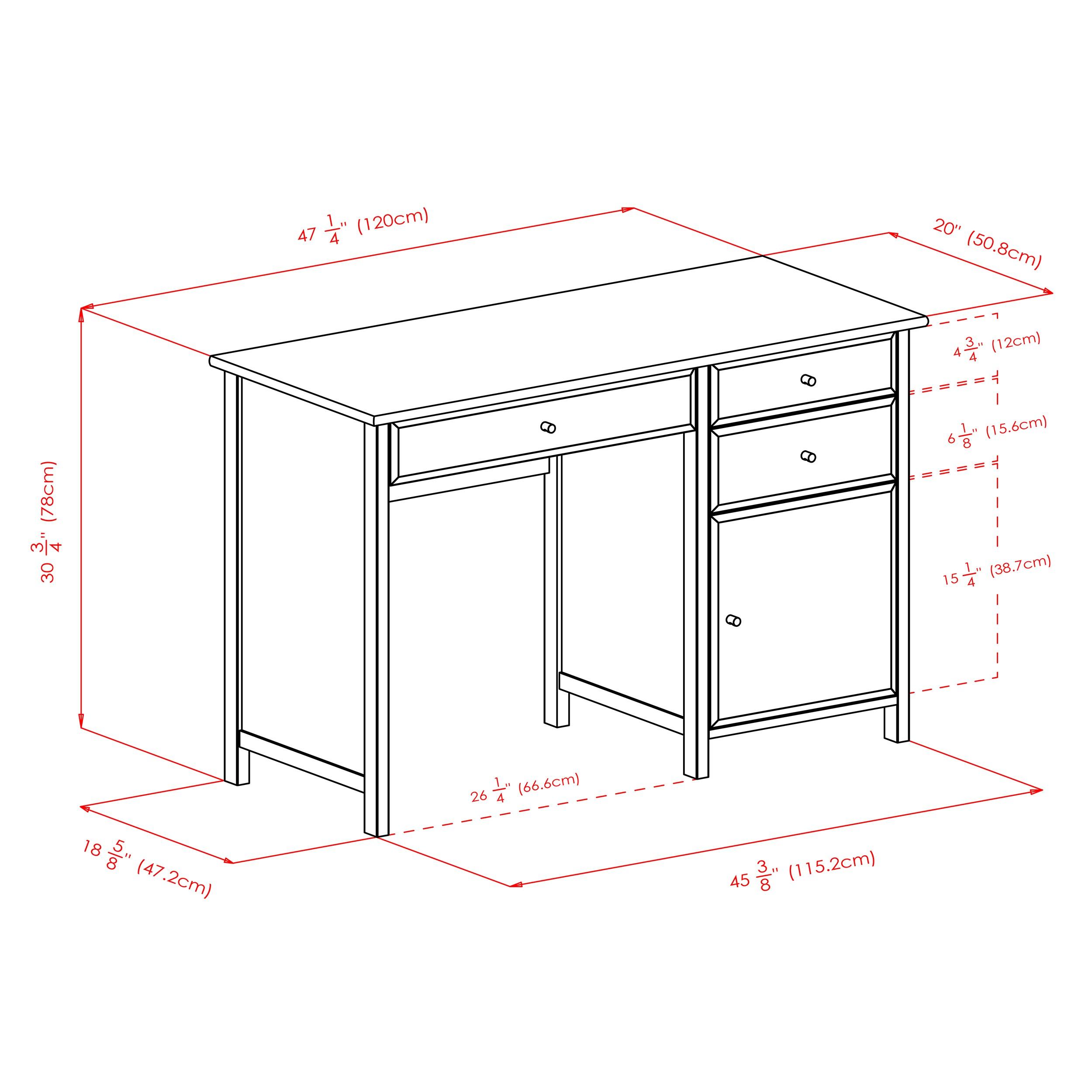 Delta Office Writing Desk Walnut - Winsome: Adult Assembly, Wood Composite Frame, No Storage