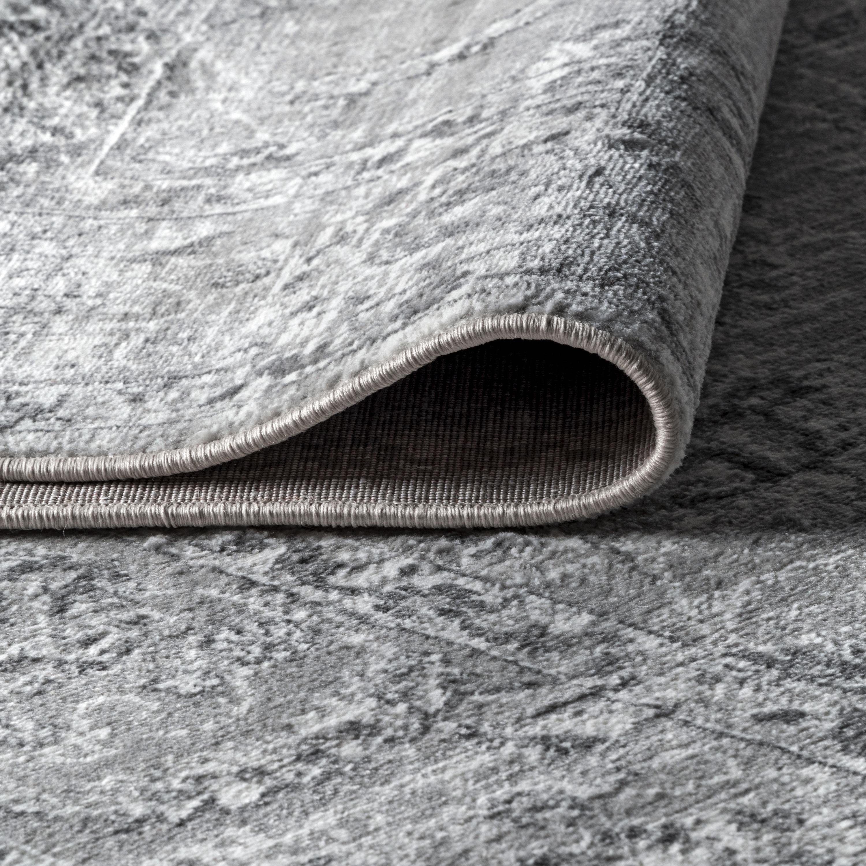 4'x6' Modern Persian Vintage Area Rug, Light Grey - JONATHAN Y