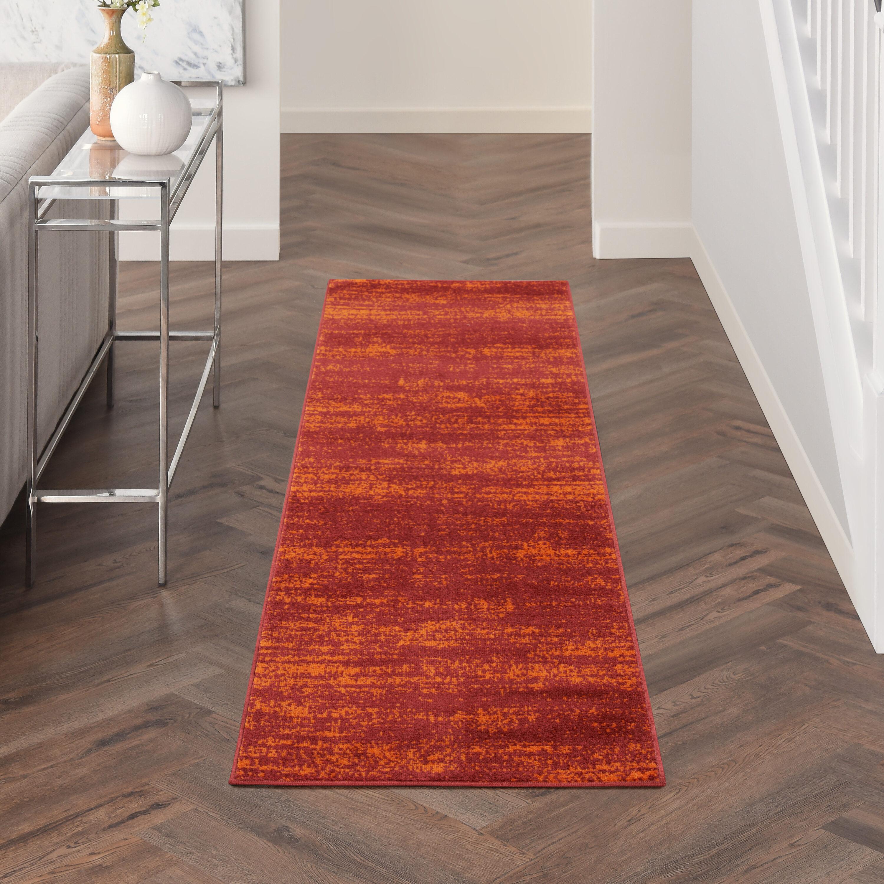 Nourison Essentials 2' x 6' Red Modern Indoor/Outdoor Rug