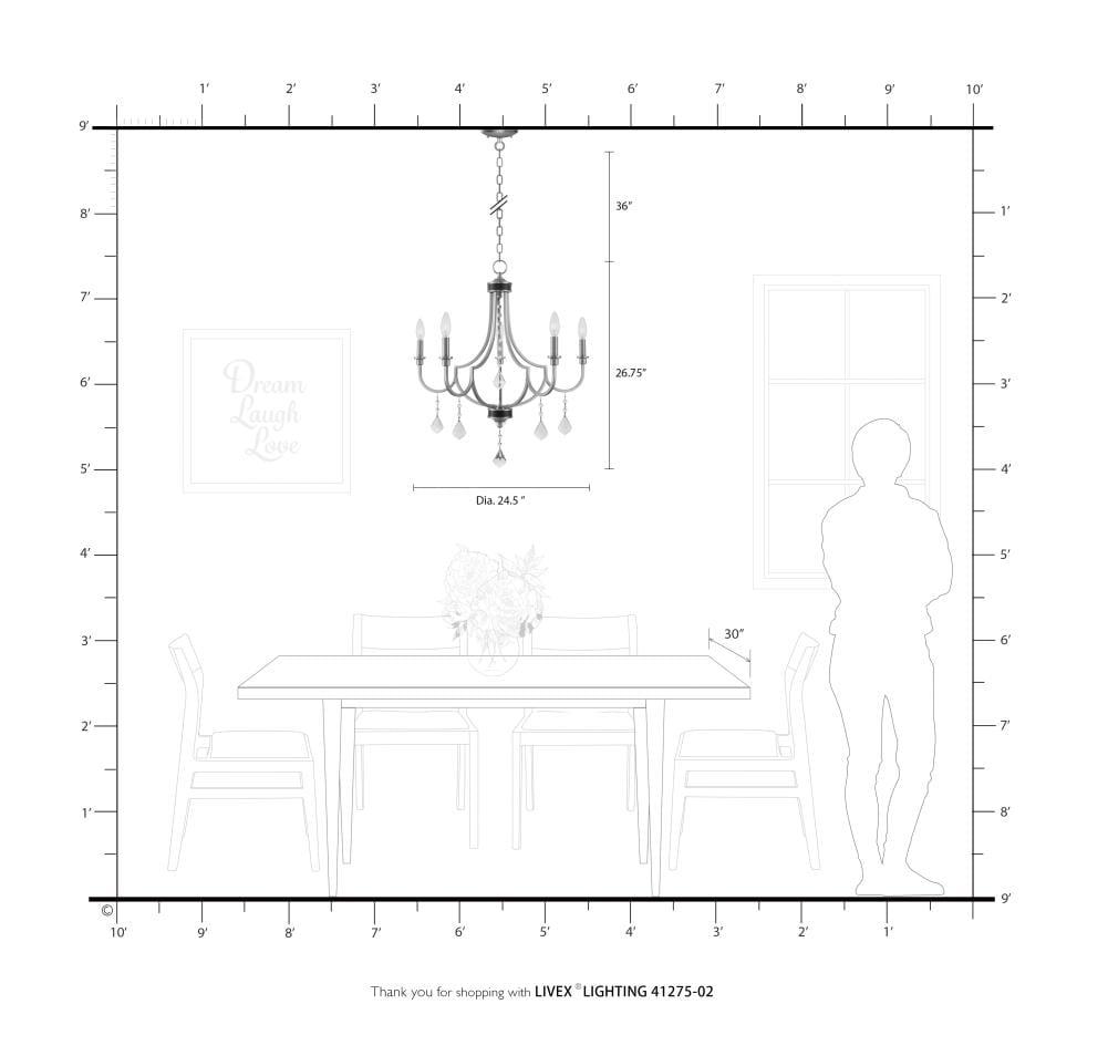 Livex Lighting Glendale 5 - Light Chandelier in  Polished Brass