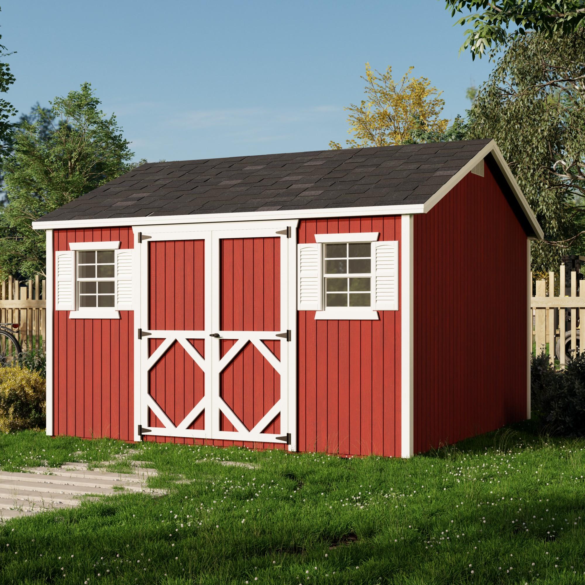 Little Cottage Co. 12x12 Classic Workshop Shed with Operable Windows and Floor, Outdoor Wood Storage Do-It-Yourself Precut Kit