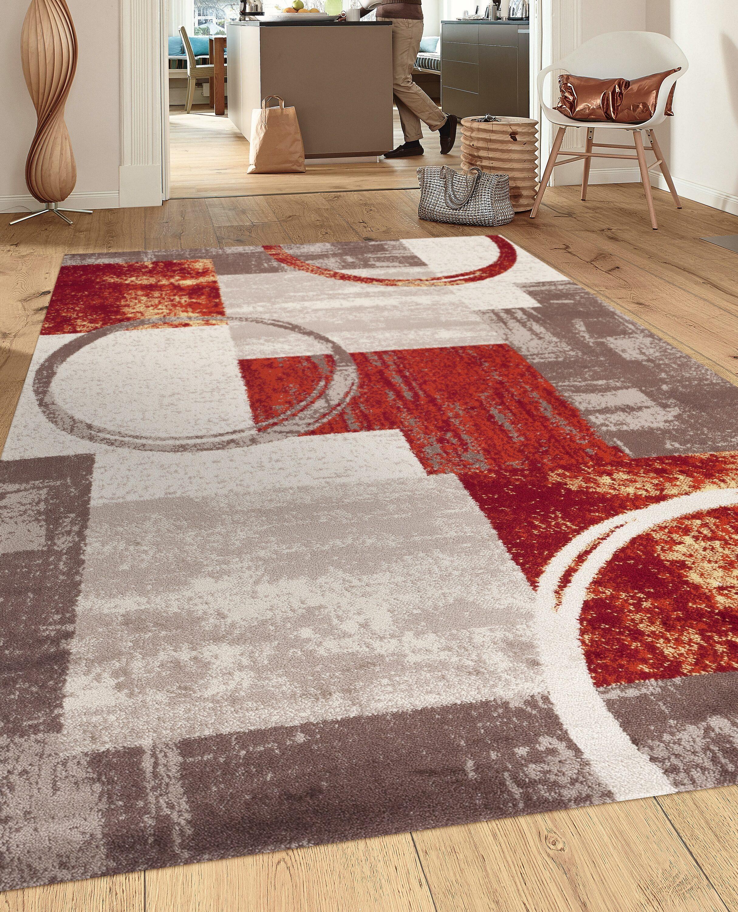 World Rug Gallery Abstract Circle Multi 3'3"x5' Area Rug