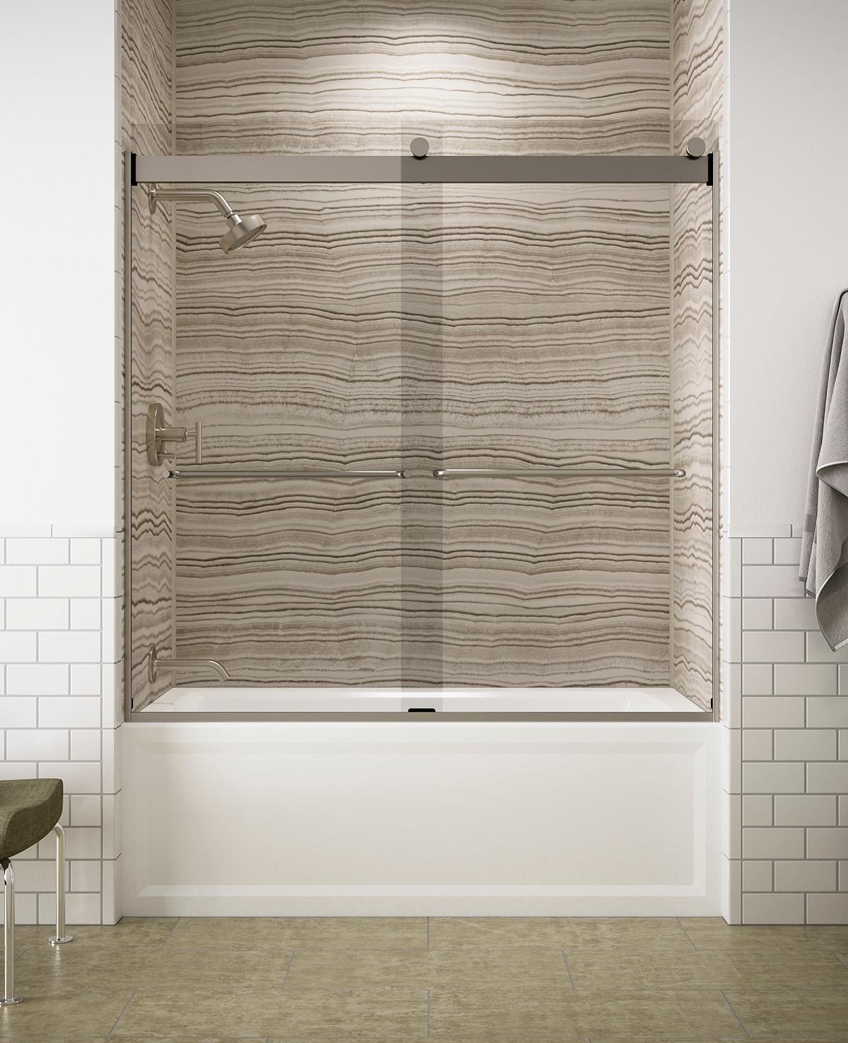 Levity 59.63" x 59.75" Bypass Bath Door with CleanCoat® Technology