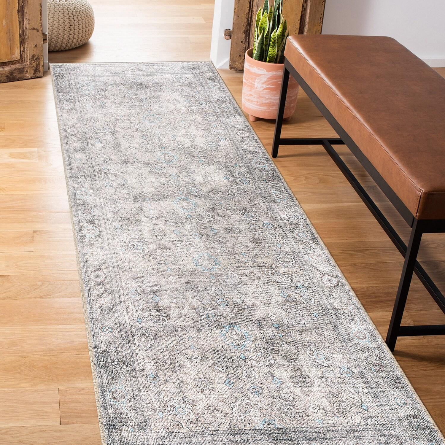 World Rug Gallery Transitional Distressed Vintage Machine Washable Area Rug- OLIVE 2'6"x7'
