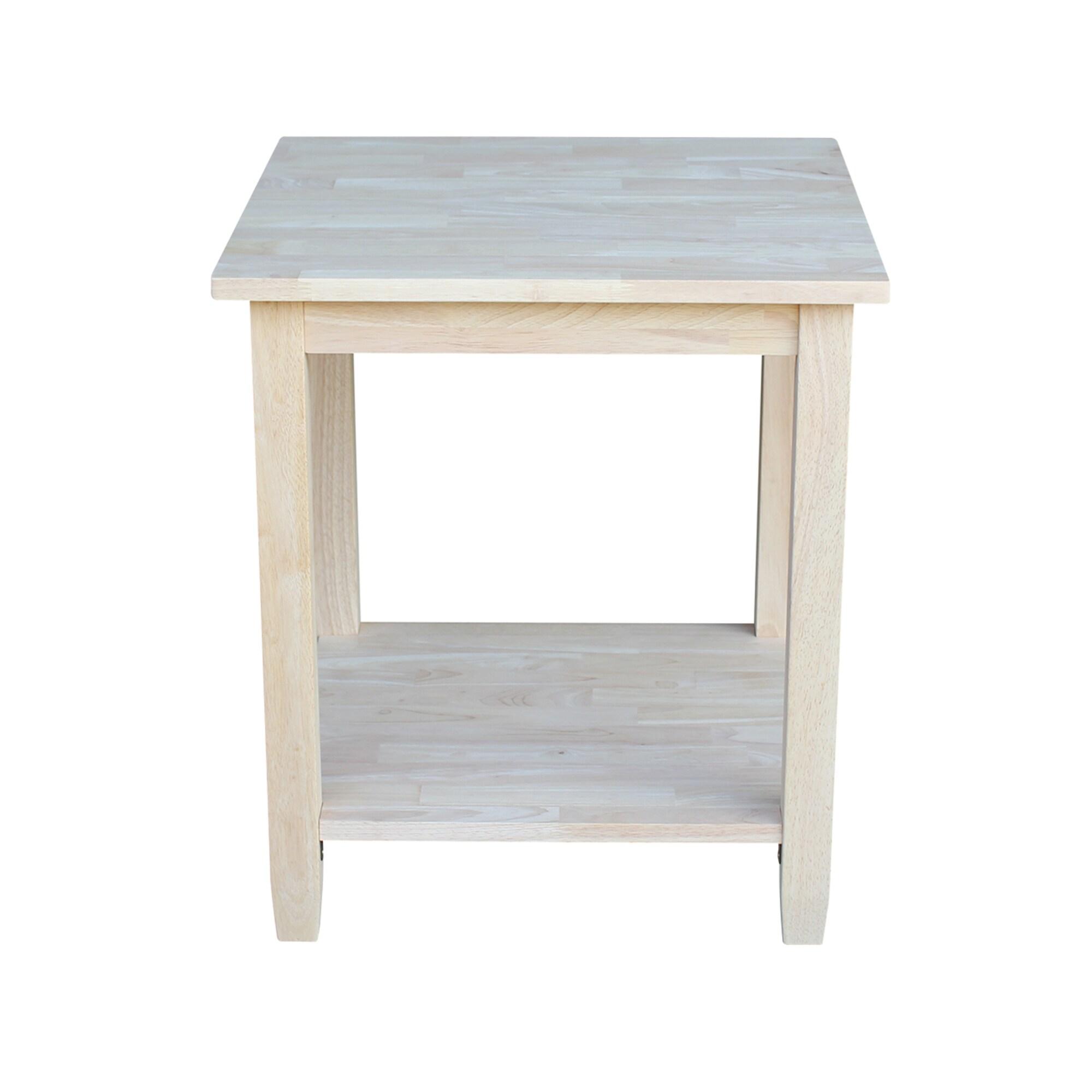 Solano End Table - International Concepts: Hardwood, Square, Shelf Storage, for Bedroom & Entryway