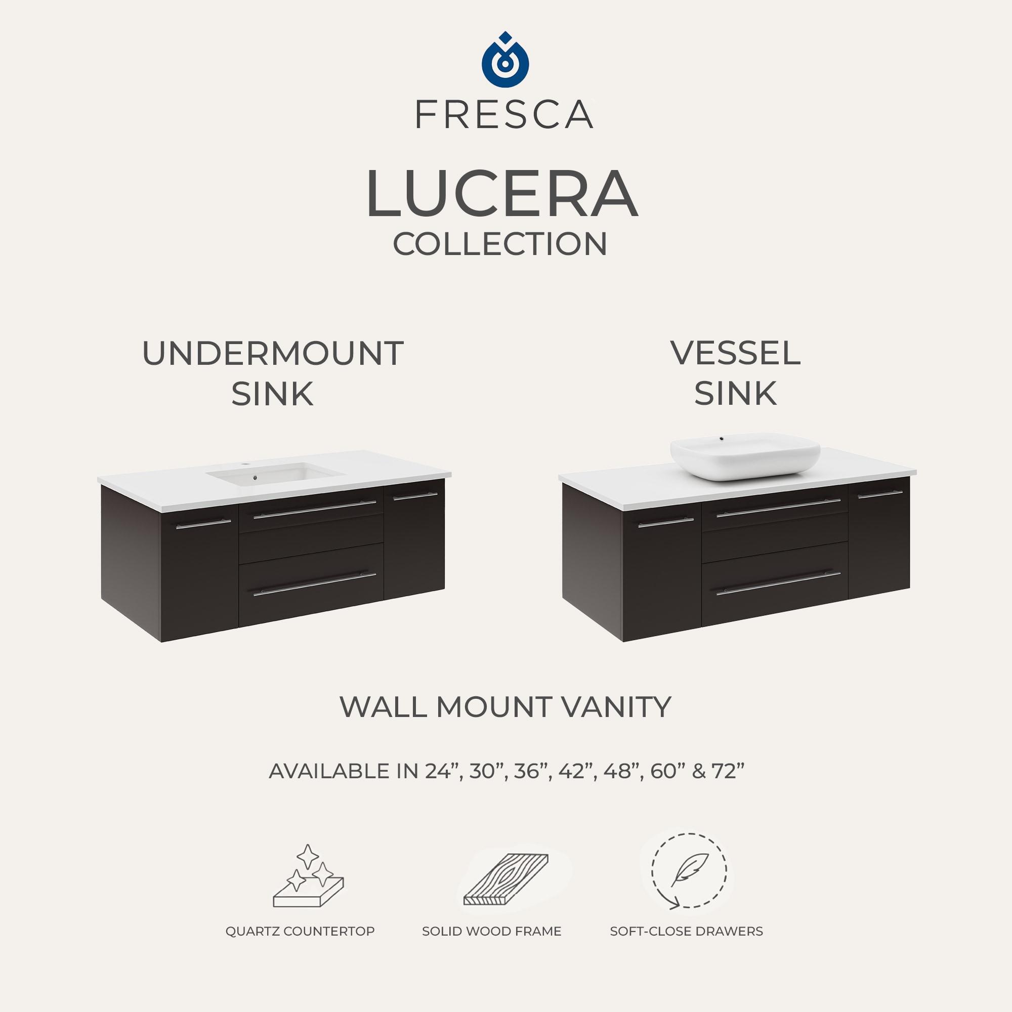 Fresca Lucera 48" Wall Mount Double Vessel Sink Bathroom Vanity with Medicine Cabinet