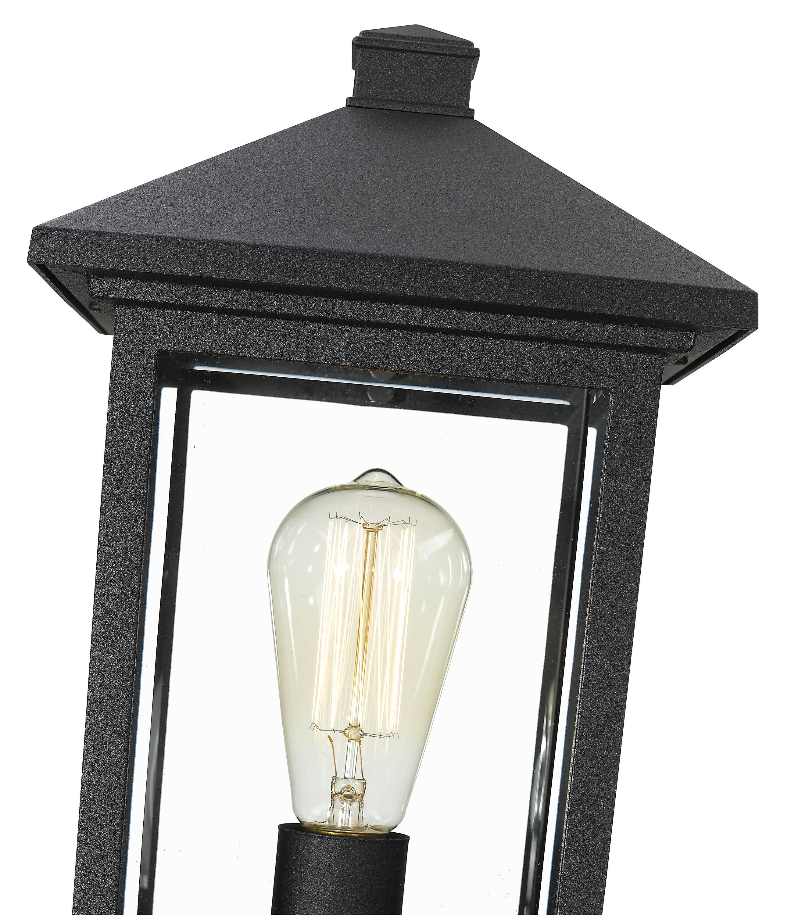 Z-Lite 531Phms-Sqpm Portland 16.875" Tall 1 Light Outdoor Lantern Pier Mount Light - Black