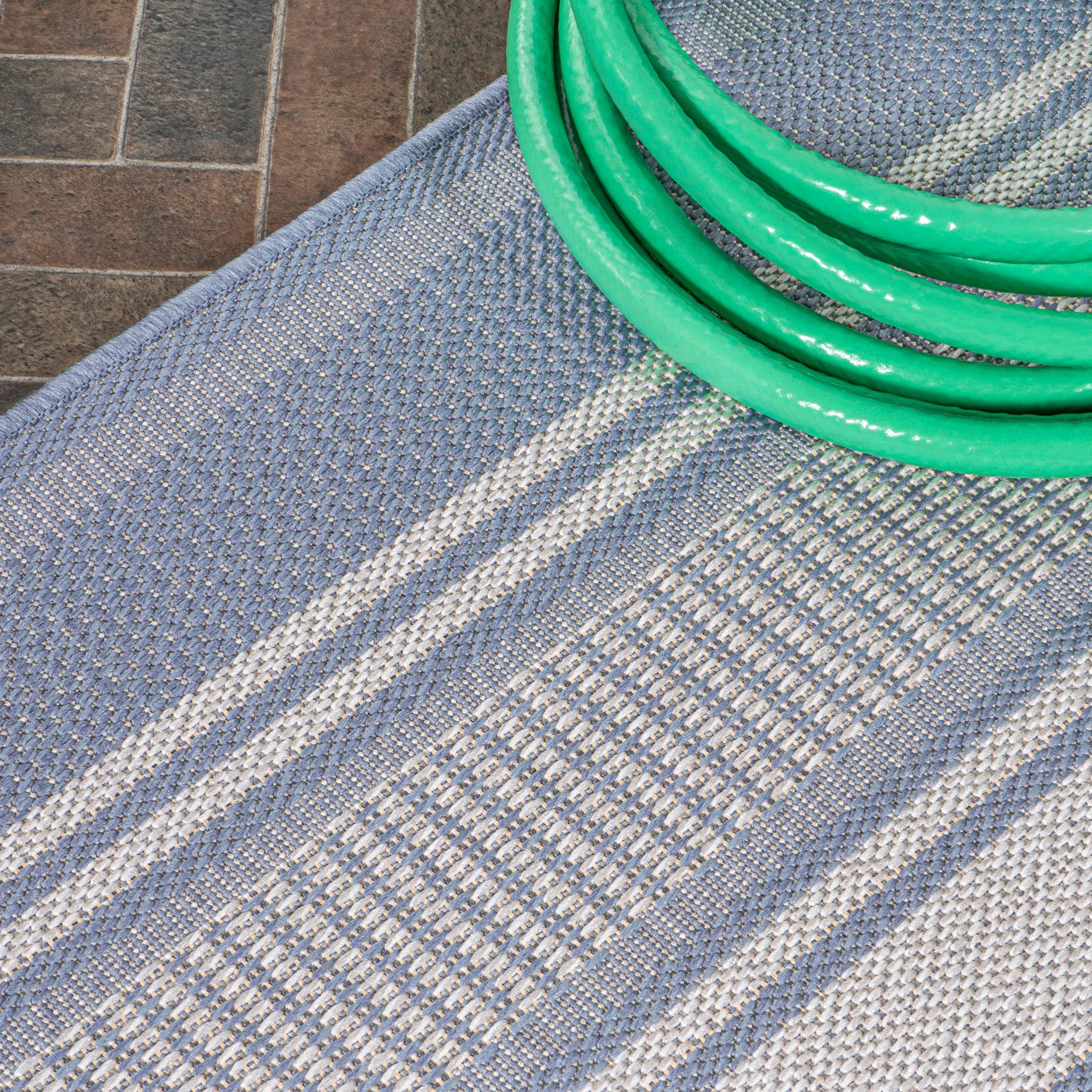 5' x 8' Haynes Modern Double Stripe Indoor/Outdoor Area Rug, Blue/Light Gray - JONATHAN Y
