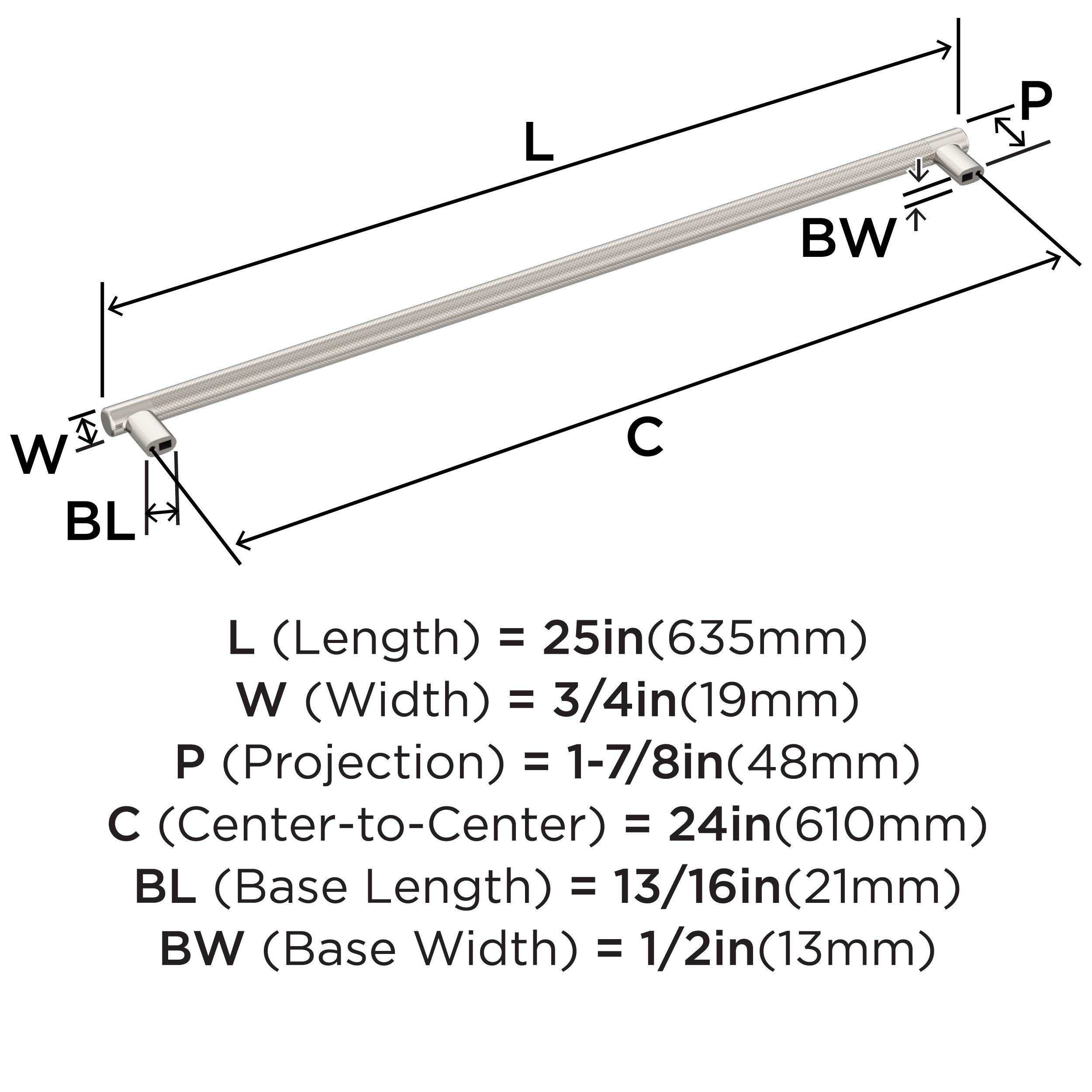 Amerock Bronx 24 inch (610mm) Center-to-Center Polished Nickel Appliance Pull