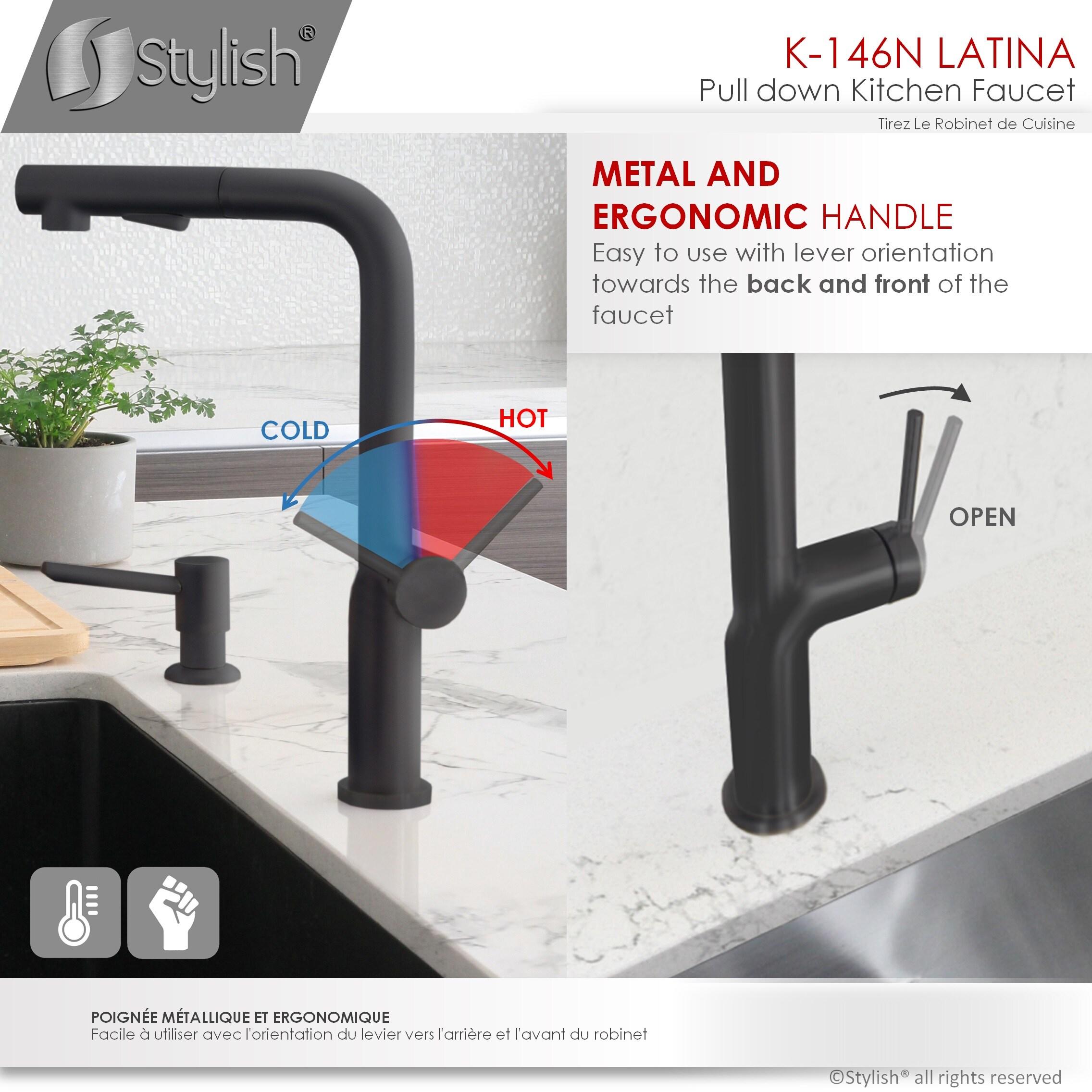 Modern Faucet Stylish Latina One-Handle Pull Down Kitchen Faucet