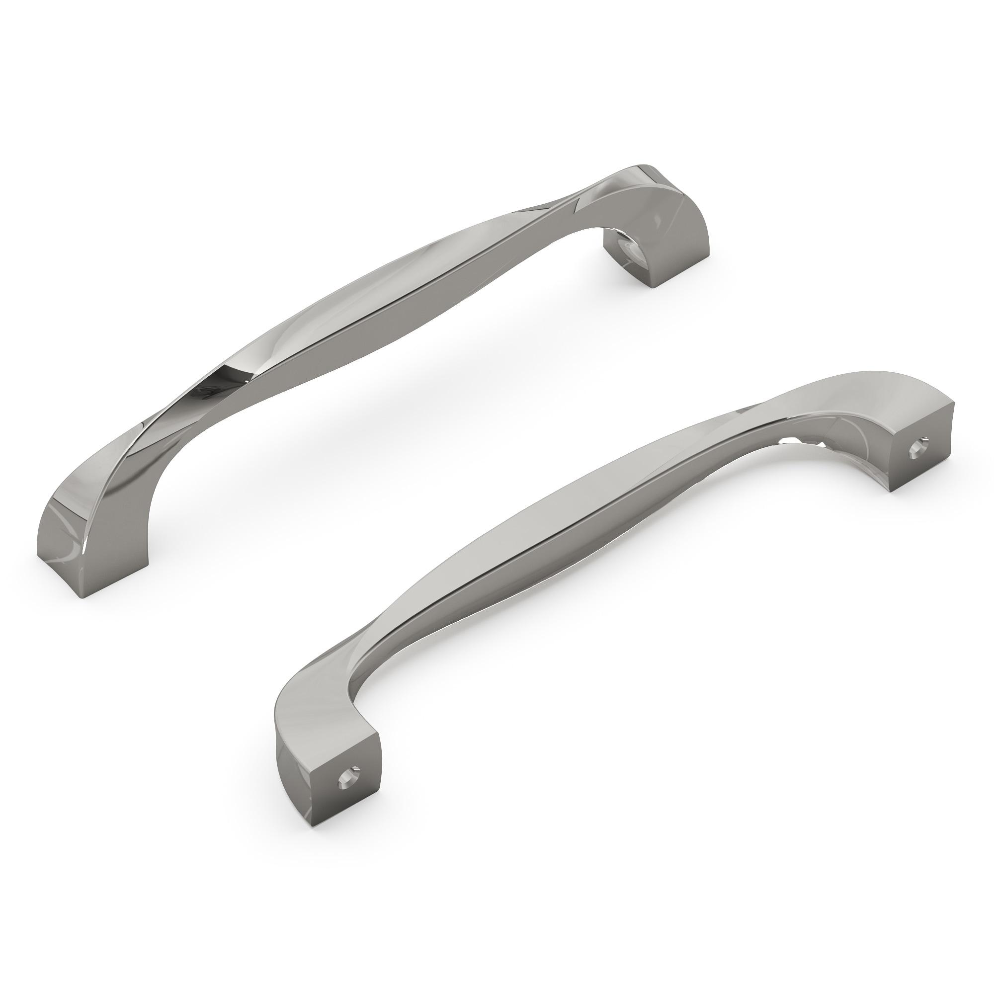 Hickory Hardware 1 Pack Solid Core Kitchen Cabinet Pulls, Luxury Cabinet Handles, Hardware for Doors & Dresser Drawers, 5-1/16 Inch (128mm) Hole Center, Polished Nickel, Twist Collection