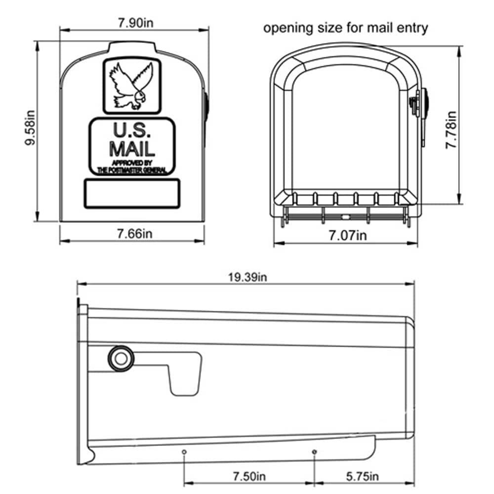 Architectural Mailboxes Parsons Plastic Post Mount Mailbox, Compatibility Code A, PL10W0AM, White, Medium Capacity, 1 Count (Pack of 1)