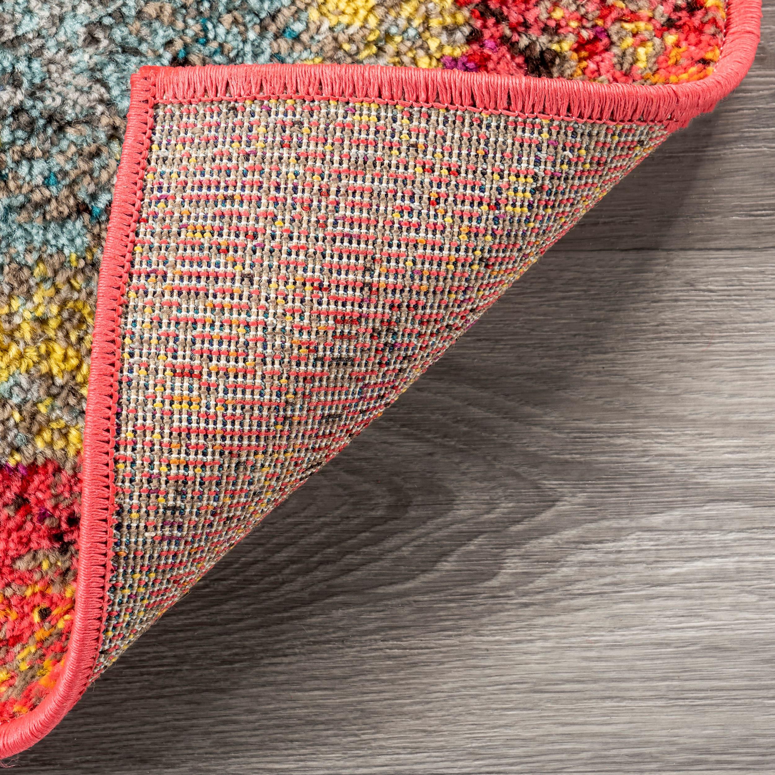 nuLOOM 5'x8' Hargis Labyrinth Area Rug Red/Pink: Contemporary Indoor Low Pile, Stain & Fade-Resistant Rug