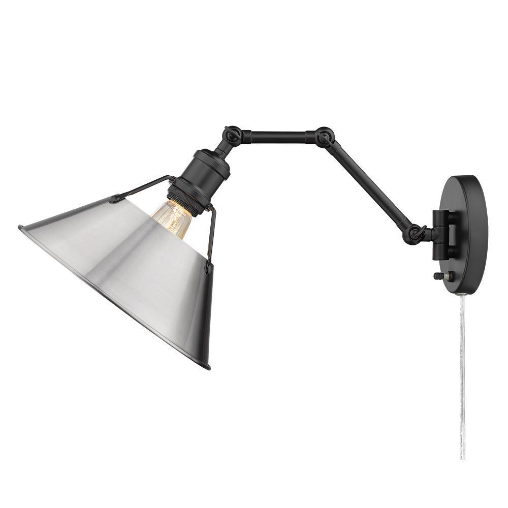 Contemporary Orwell Black Pewter Dimmable Sconce, Plug-In 10"W