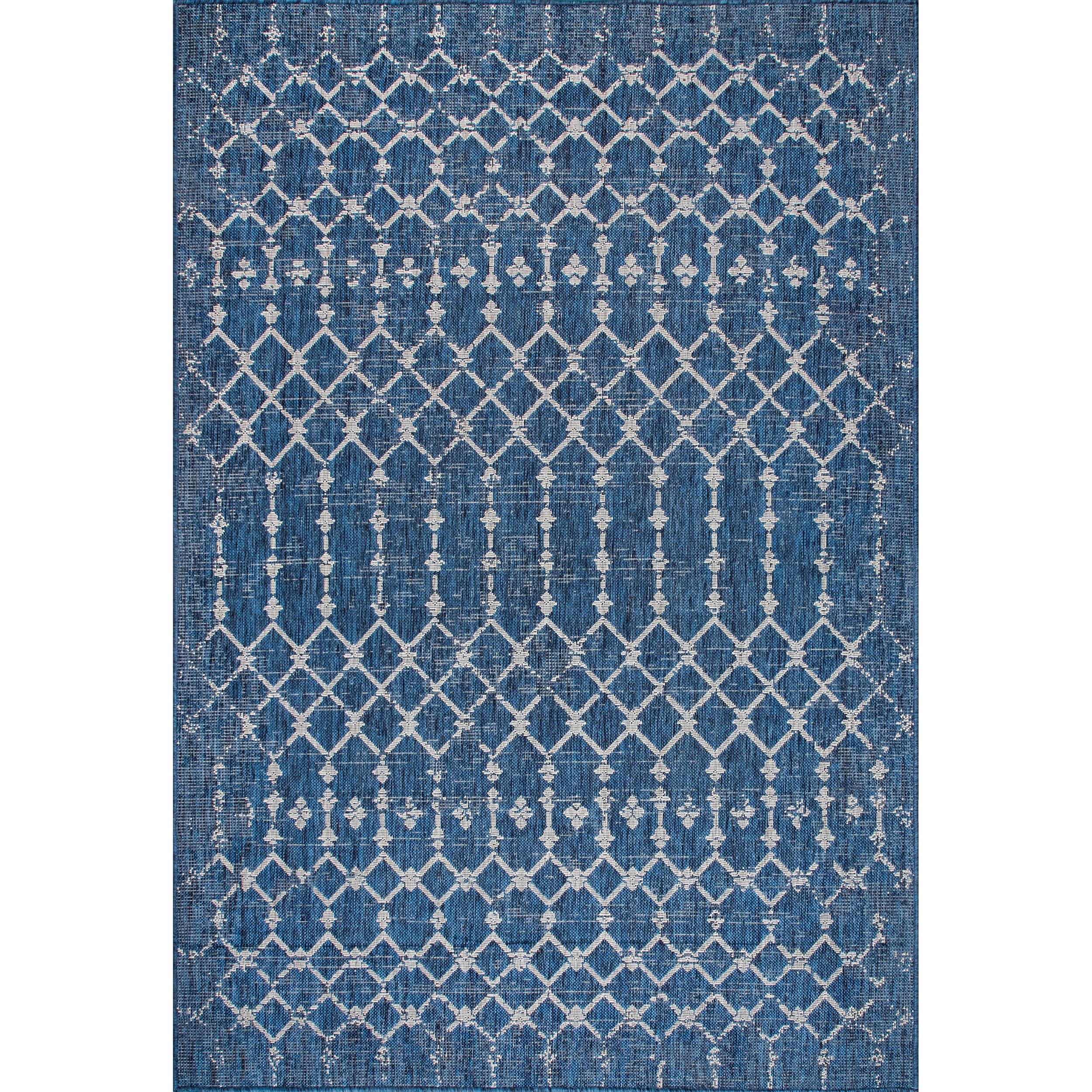 Nuloom Grayson Trellis 5x8 Indoor/Outdoor Area Rug for Living Room Patio Deck Front Porch Kitchen, Blue/Ivory