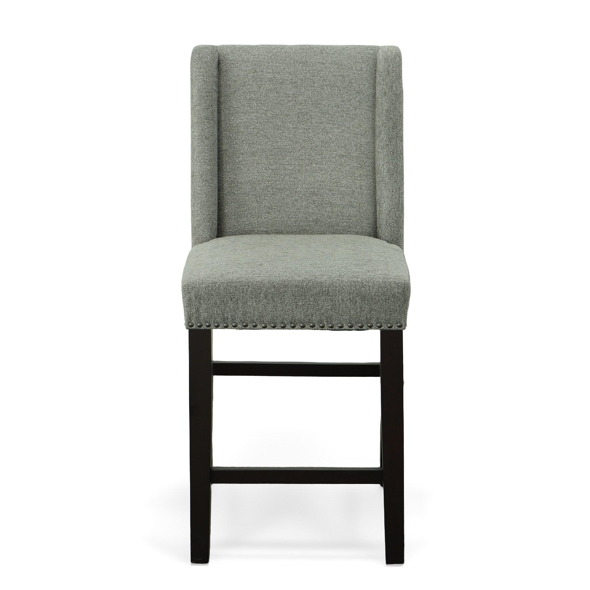 Carolina Living Set of 2 24" Laurant Upholstered Counter Height Barstools Charcoal/Espresso