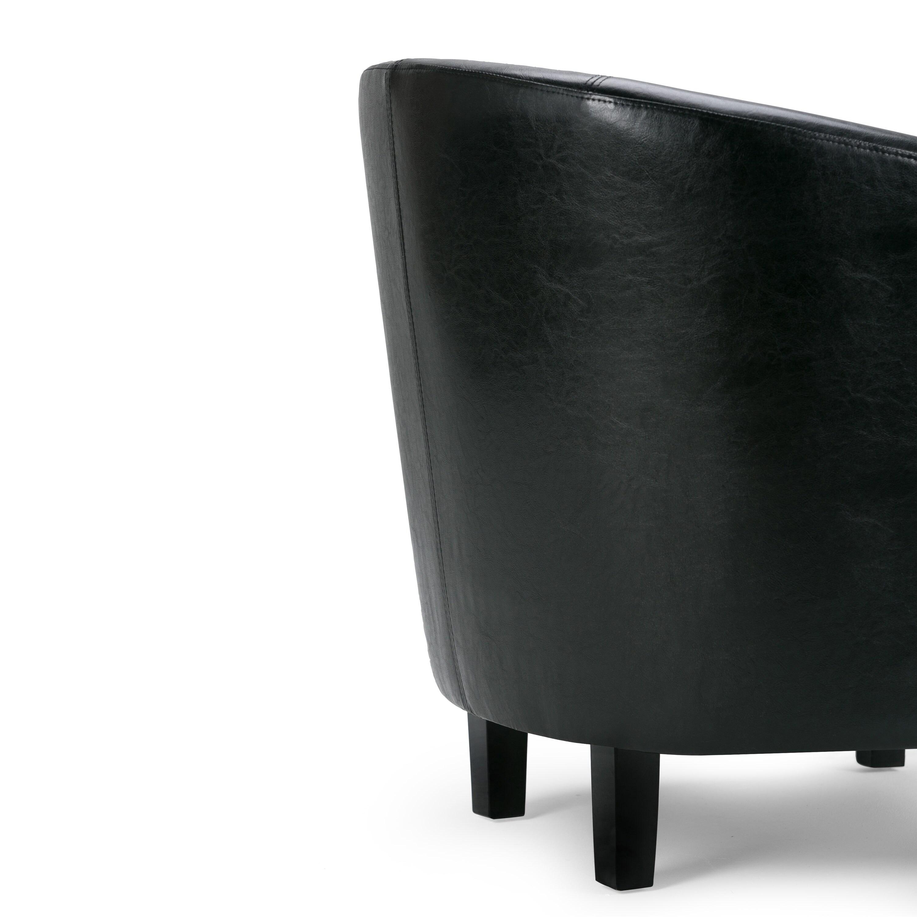 Simpli Home Austin 30"W Upholstered Vegan Faux Leather Contemporary Tub Accent Chair with High Arms and Deep Seat