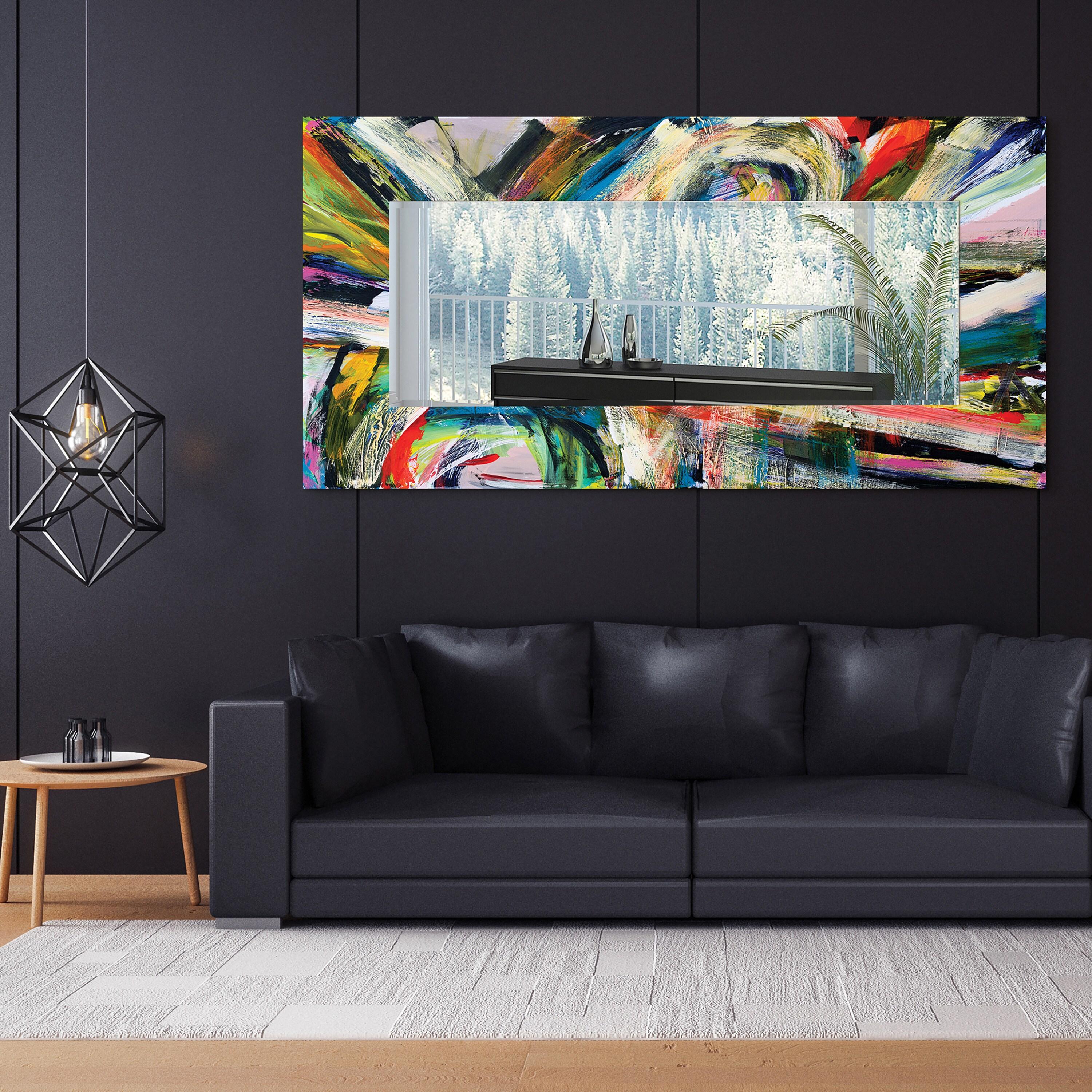 Rock Star I Rectangular Beveled Mirror on Reverse Printed Tempered Art Glass, 72" x 36"