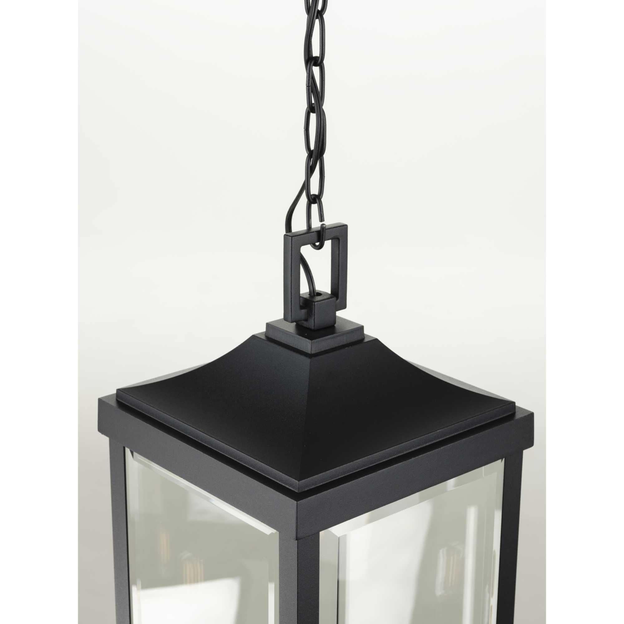 Progress Lighting Gibbes Street 3-Light Outdoor Hanging Lantern, Antique Bronze, Etched White Pillar Shade