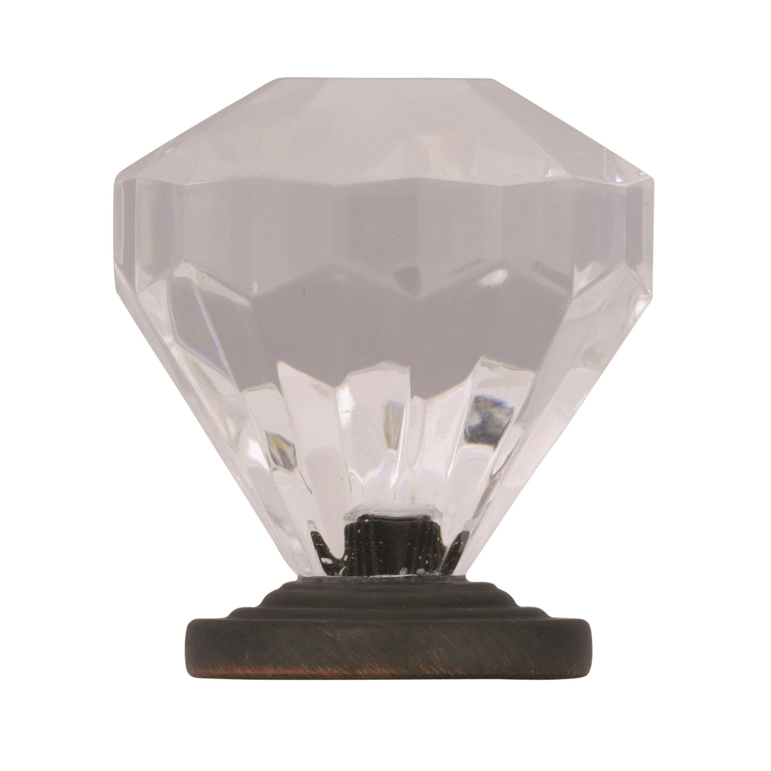 Round Clear Crystal and Oil-Rubbed Bronze Cabinet Knob