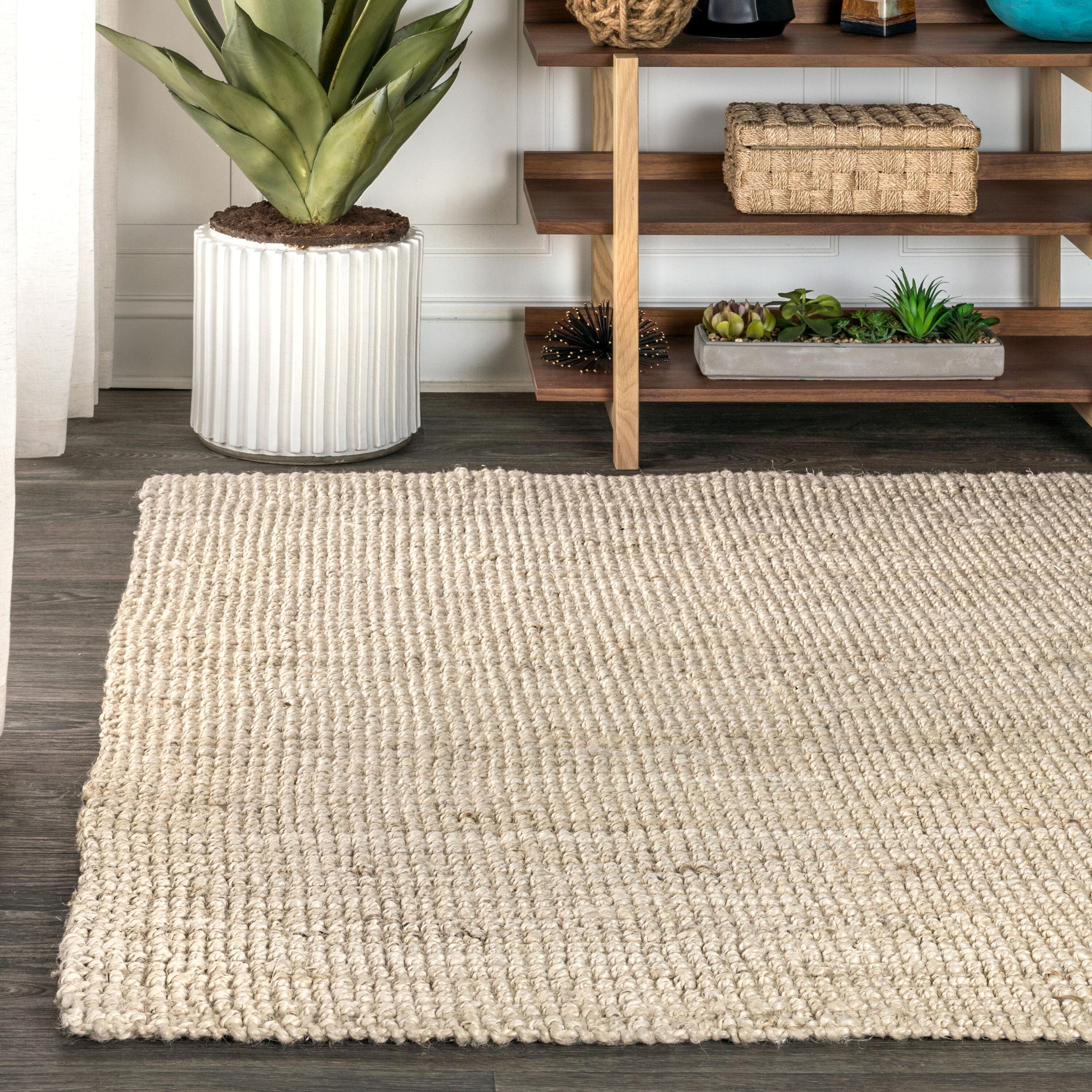 3'x5' Pata Hand Woven Chunky Jute Area Rug, Light Ivory - JONATHAN Y