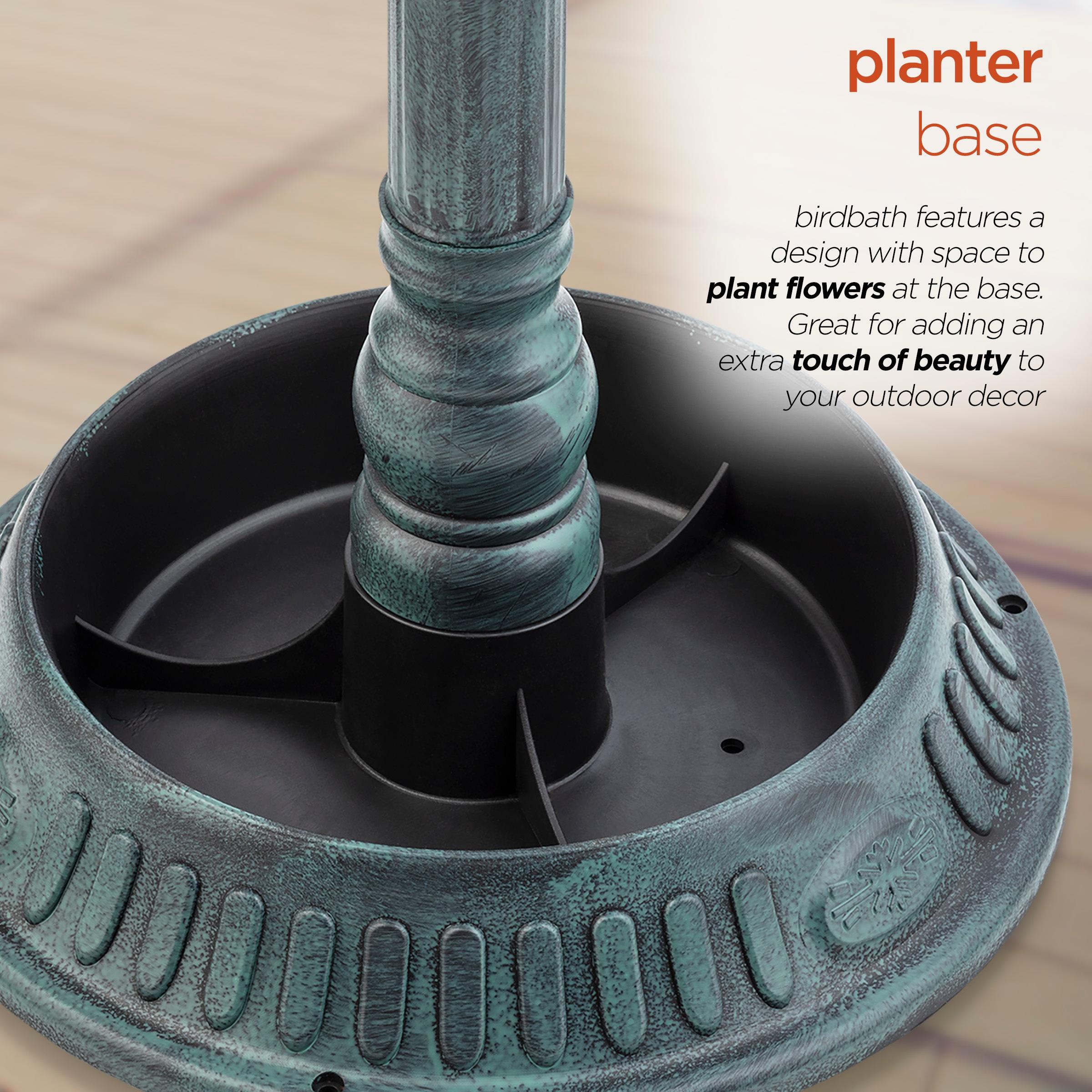 Alpine Corporation Plastic Bird Bath with Plant Adaptability, Green