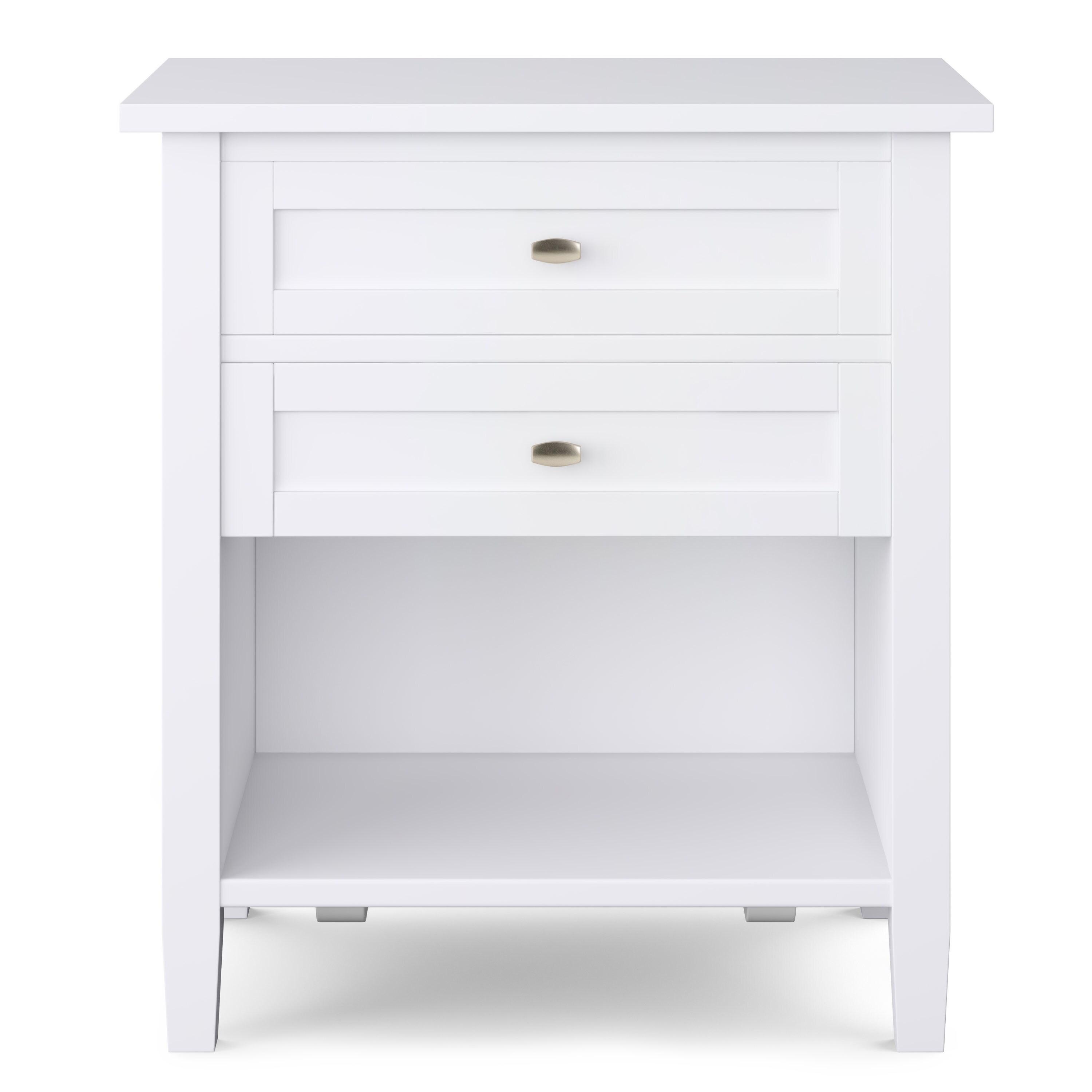 Simpli Home Warm Shaker 24"W Solid Wood Bedside Table with Two Drawers