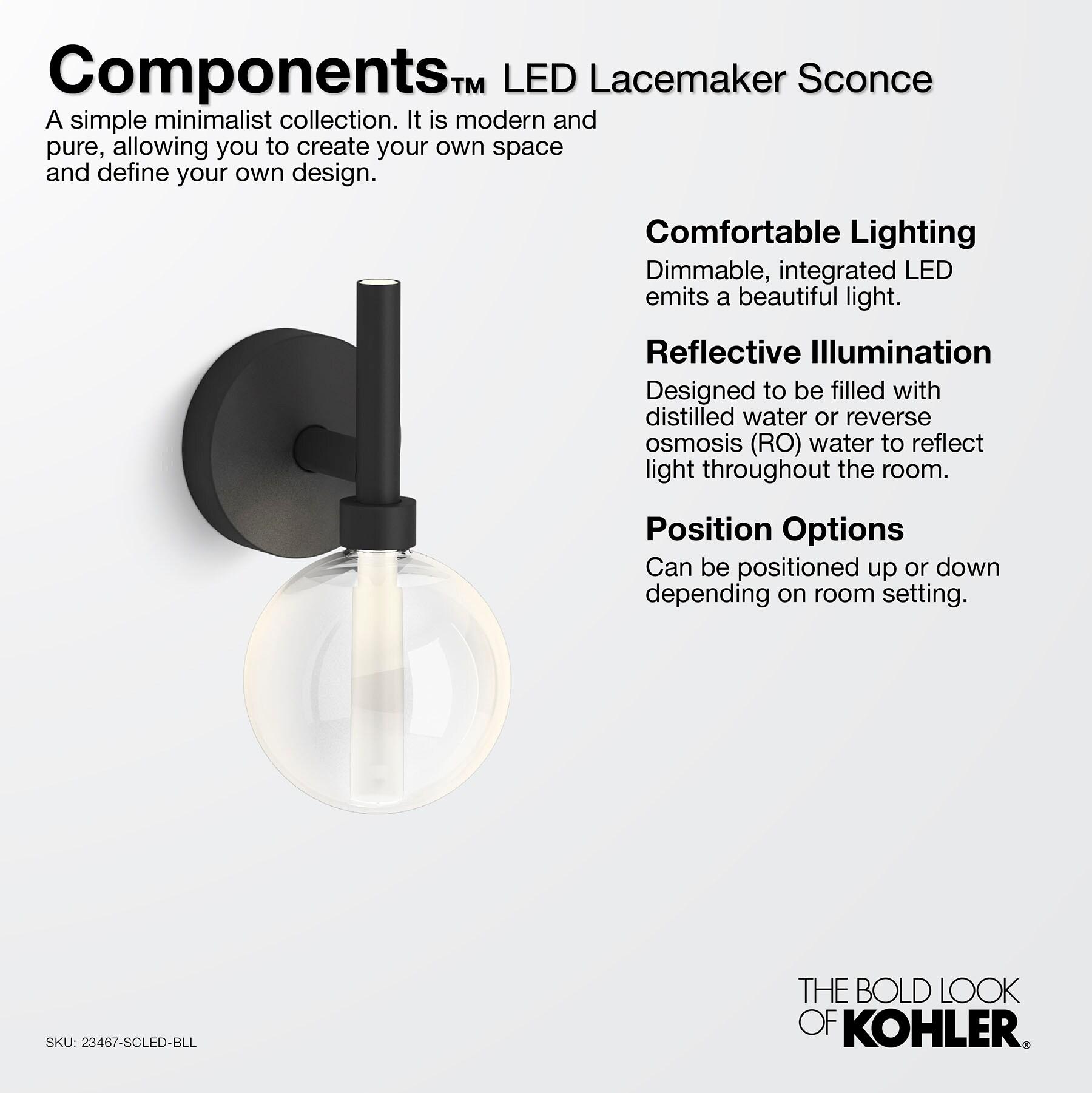 Matte Black Glass Shade Dimmable LED Sconce