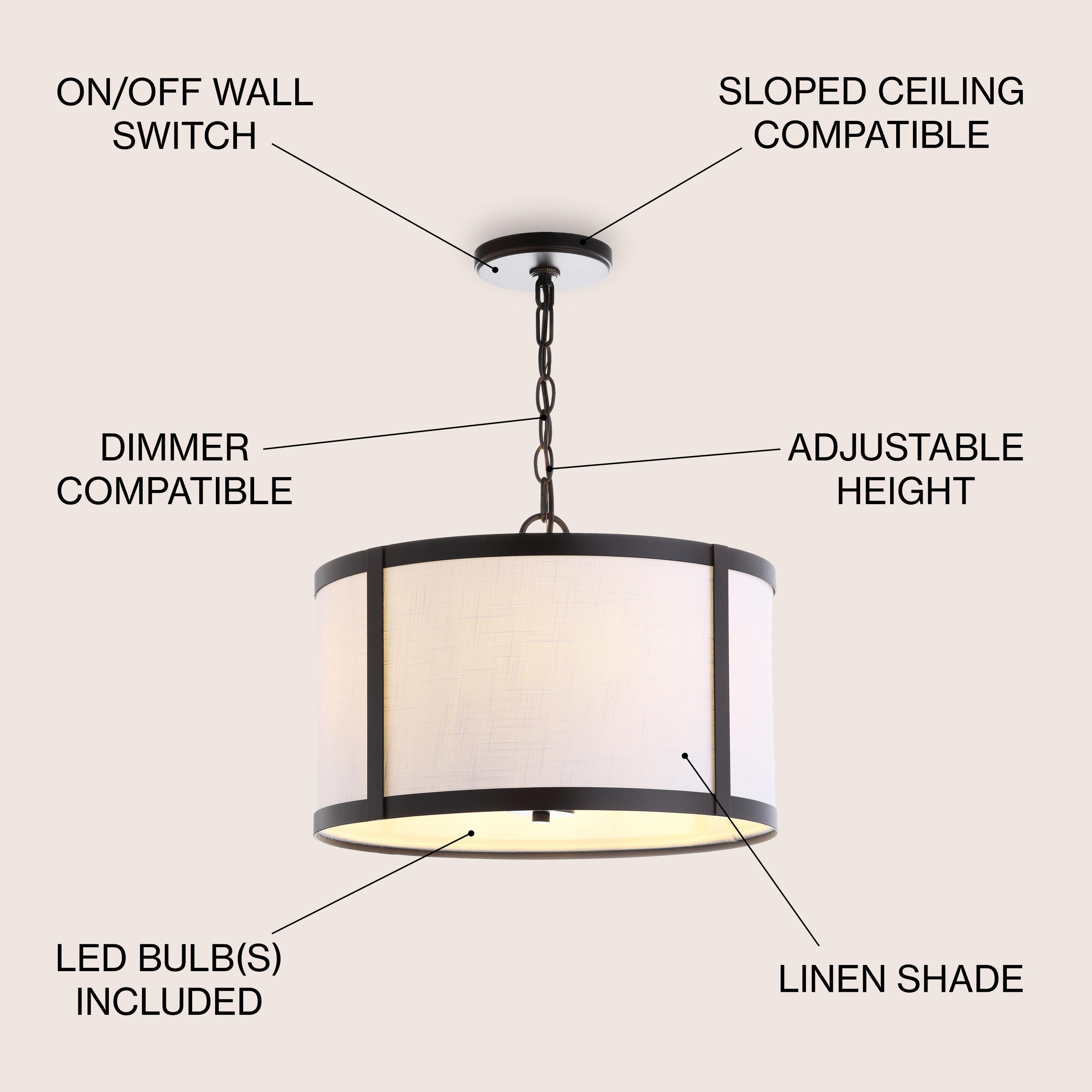 Thatcher 17" Metal LED Pendant Light, Oil Rubbed Bronze/White