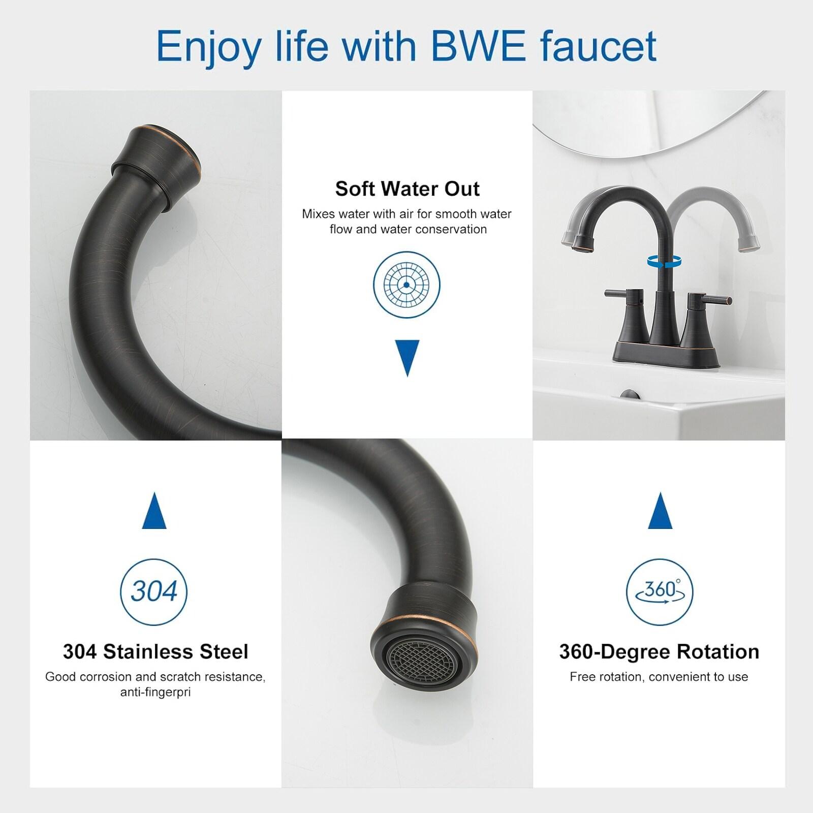 BWE 4 in. Centerset 2-Handle High-Arc Bathroom Faucet