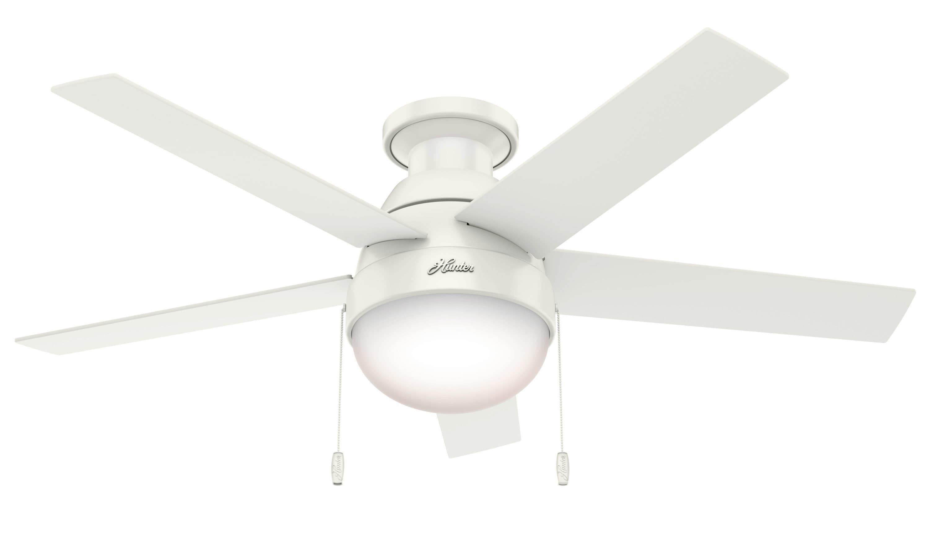46" Anslee 5 - Blade LED Flush Mount Ceiling Fan with Pull Chain and Light Kit Included