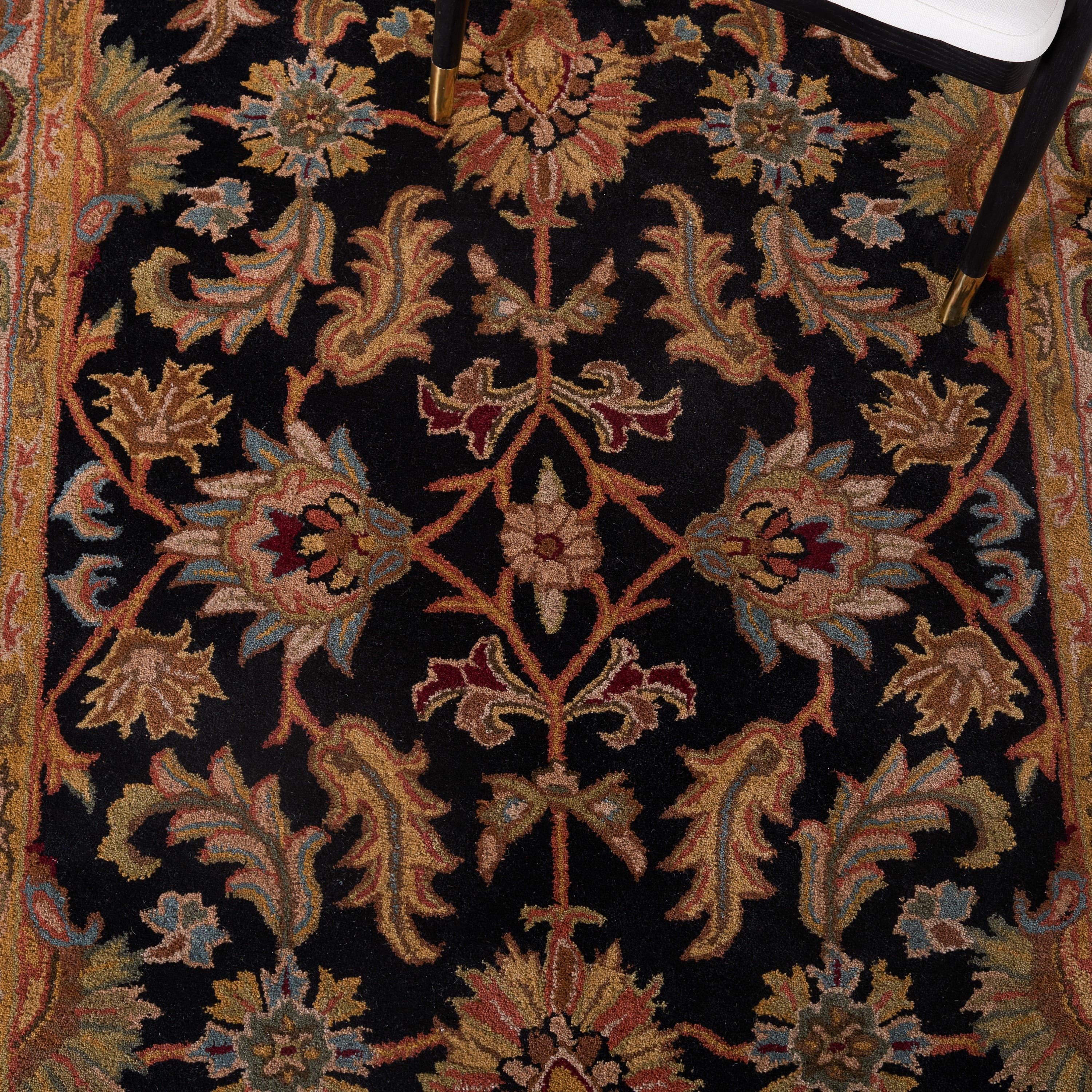 Heritage HG628 Hand Tufted Area Rug - Black/Beige - 4'x6' - Safavieh.