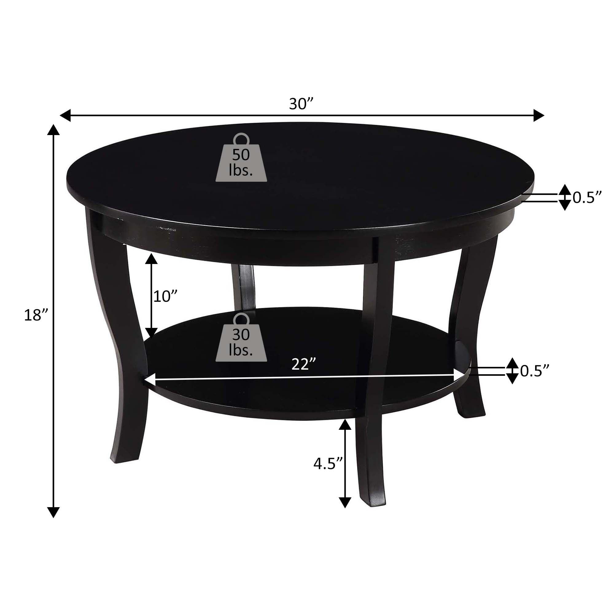 American Heritage Round Coffee Table with Shelf