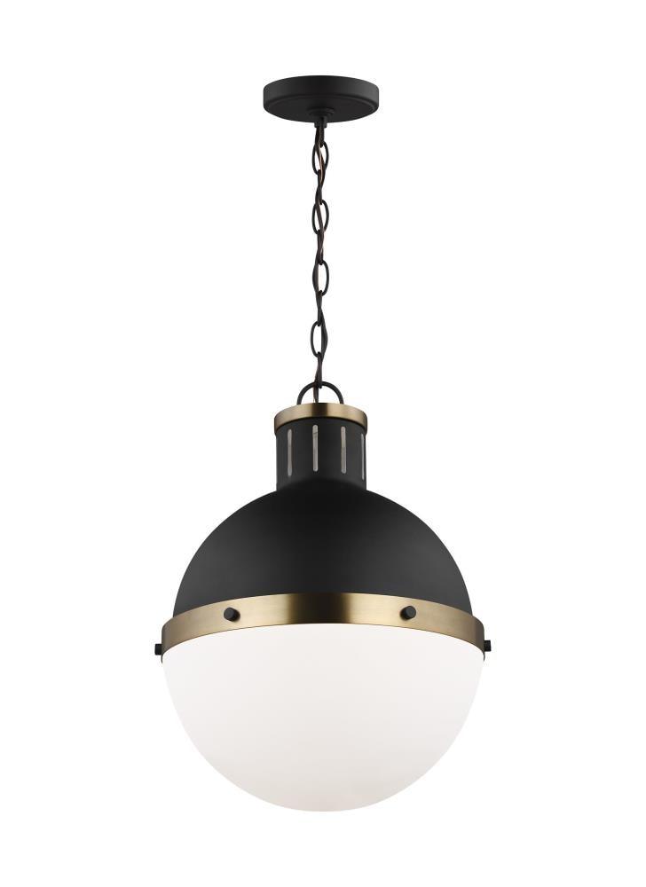 Midnight Black 18" Globe Pendant with Milk Glass Shade