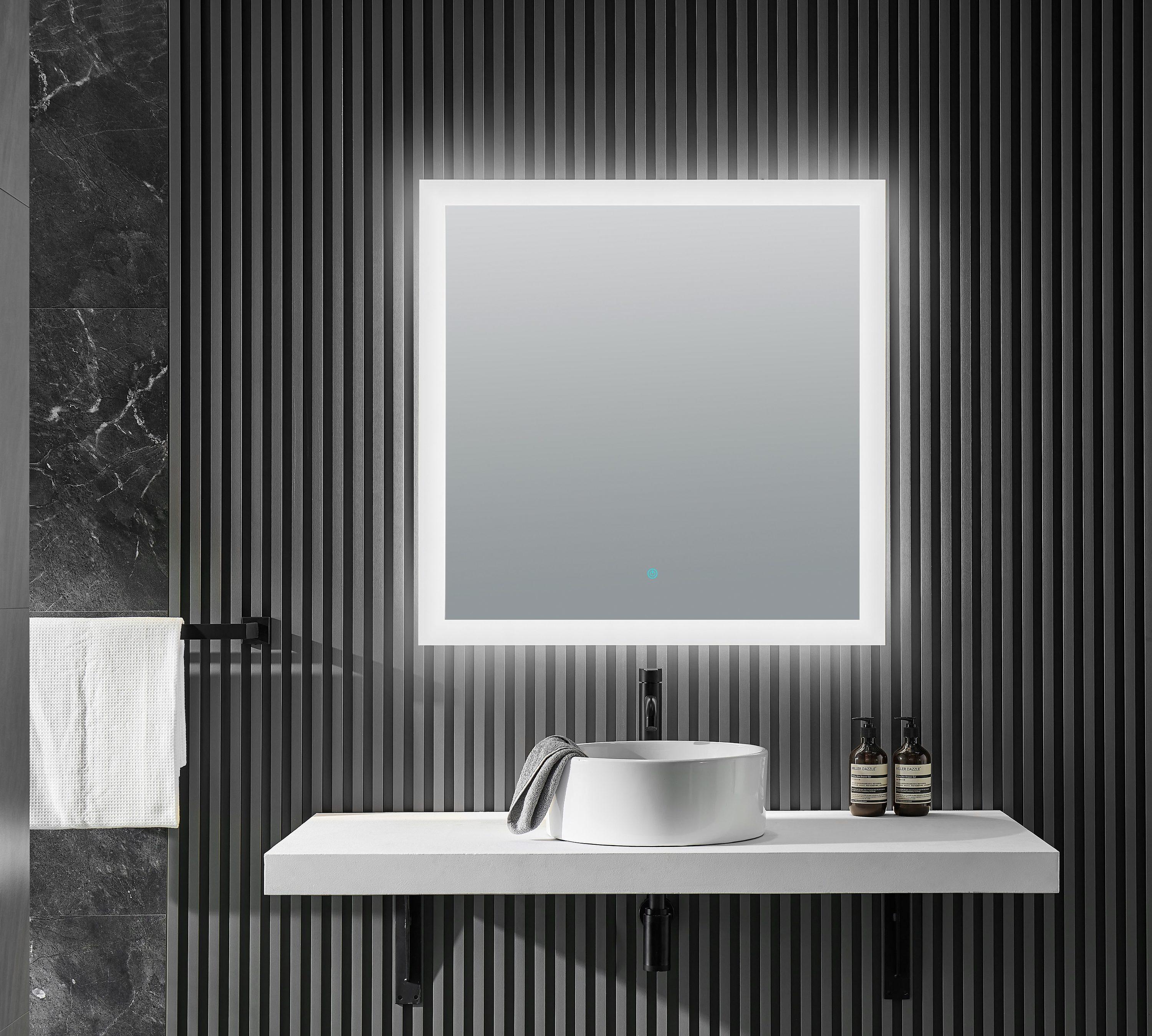 ANZZI Volta Frameless LED Bathroom Mirror in Silver | 36 in. H x 36 in. W