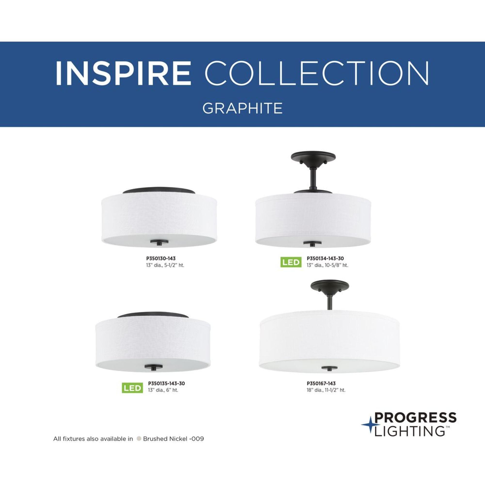 Progress Lighting, Inspire Collection, 3-Light Semi-Flush Mount, Antique Bronze, Off-White Linen Shade