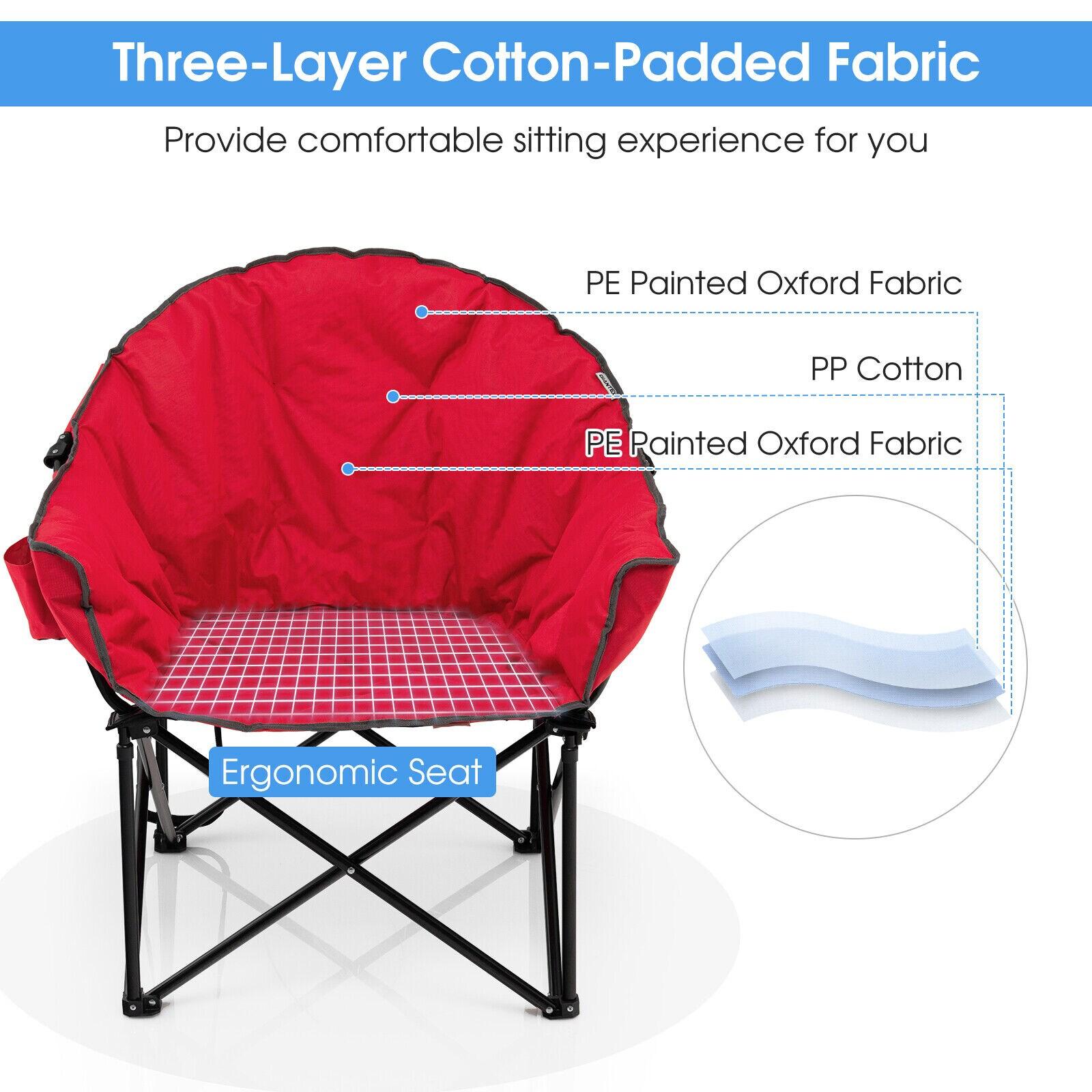 Costway Oversized Folding Padded Camping Moon Saucer Chair Bag Outdoor Fishing Red