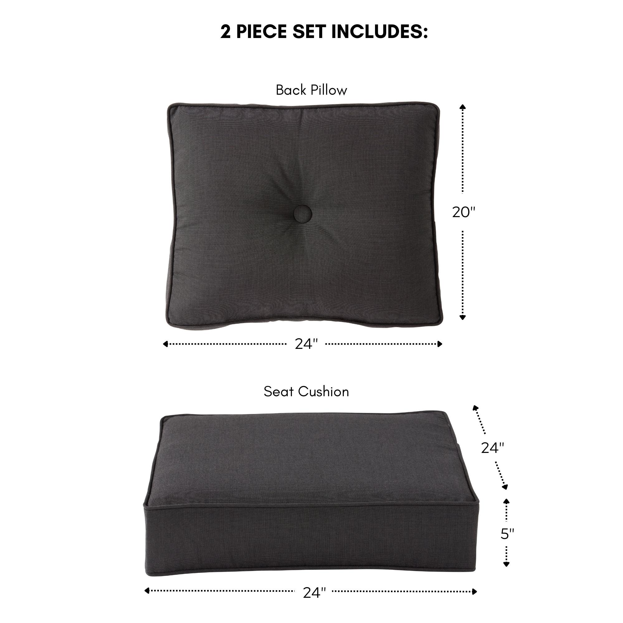 Sunbrella 2-Piece Outdoor Deep Seat Cushion Set in Canvas Coal