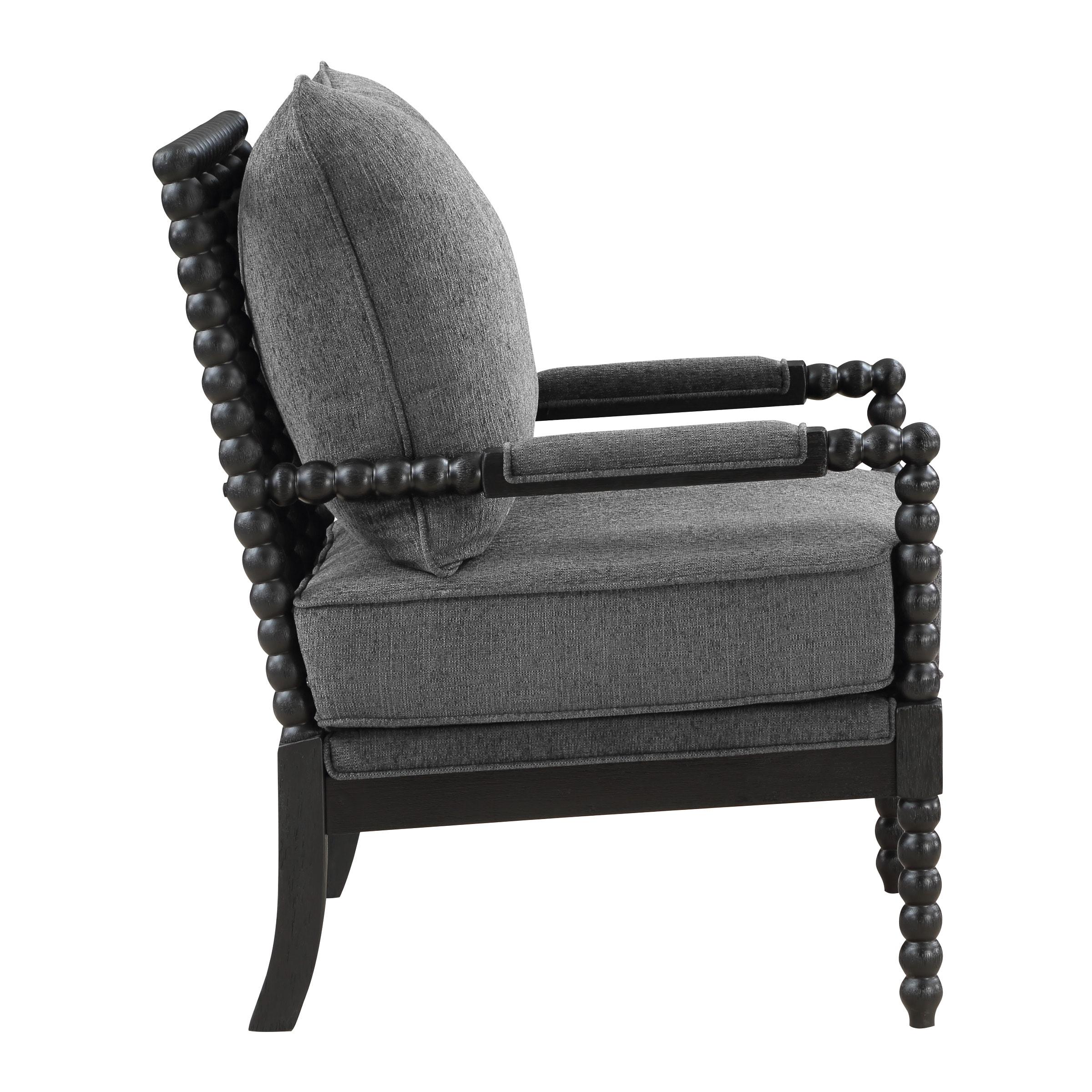 OSP Home Furnishings Eliza Spindle Chair in Charcoal Fabric