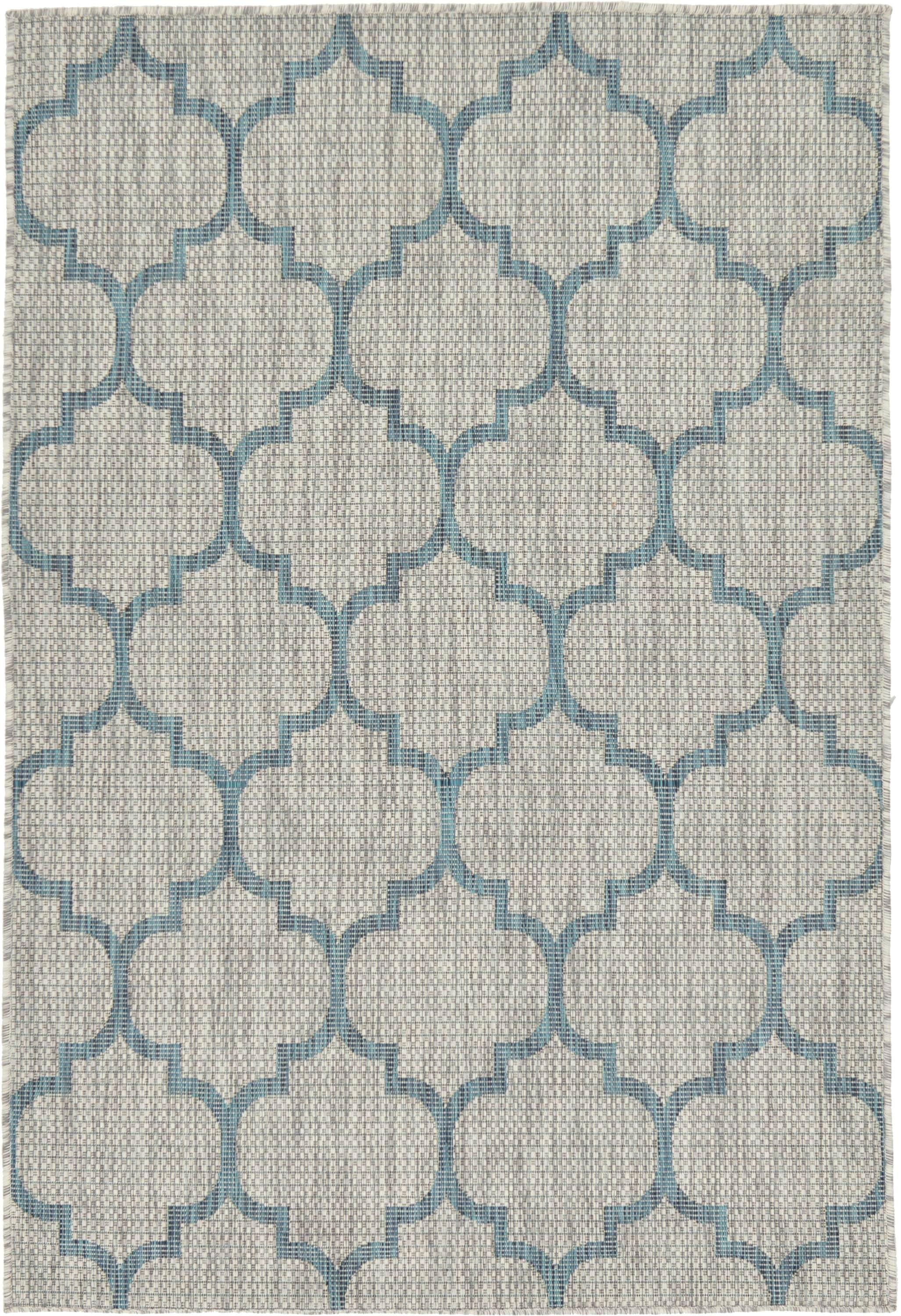 Unique Loom 4' 1 x 6' 1 Rectangle Indoor/Outdoor Trellis Gray Area Rug