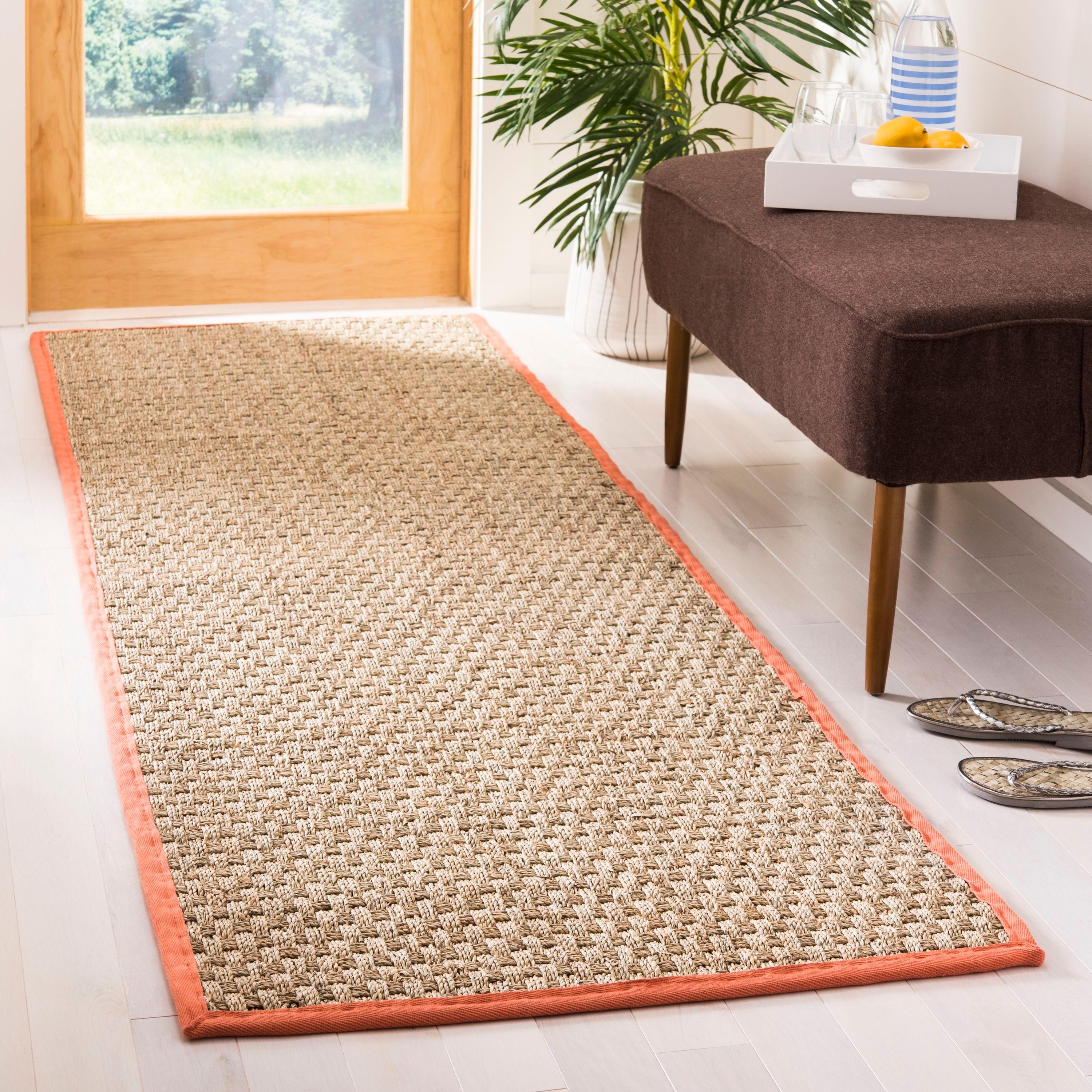 Natural Fiber NF114 Power Loomed Indoor Runner Rug - Natural/Rust - 2'6"x8' - Safavieh.
