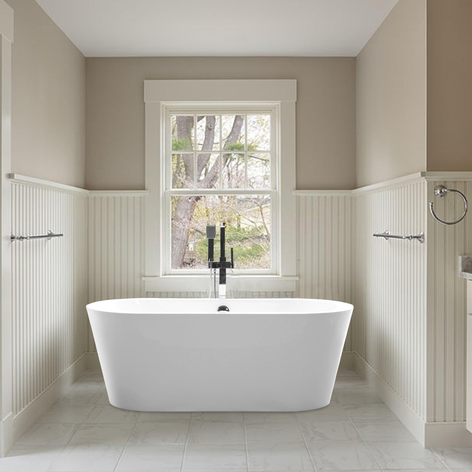 Iris 59" x 30" Freestanding Soaking Acrylic Bathtub