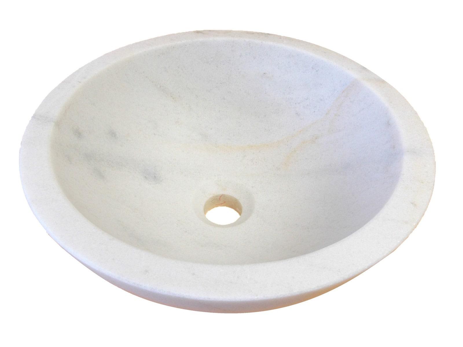 Eden Bath 14'' White Stone Circular Bathroom Sink