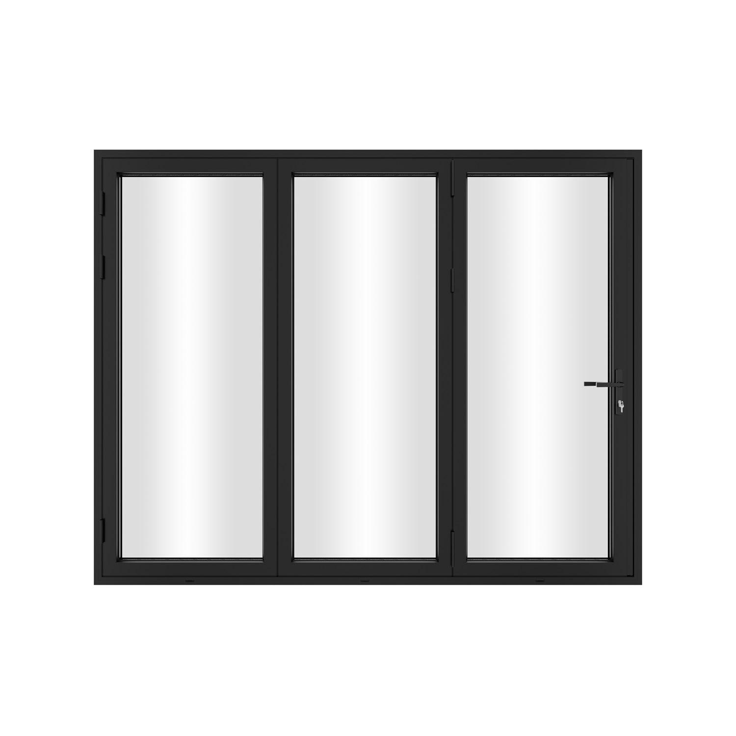 KaMic KaMic 96" inch - 3 Panels Glass Aluminum Folding Door In Black